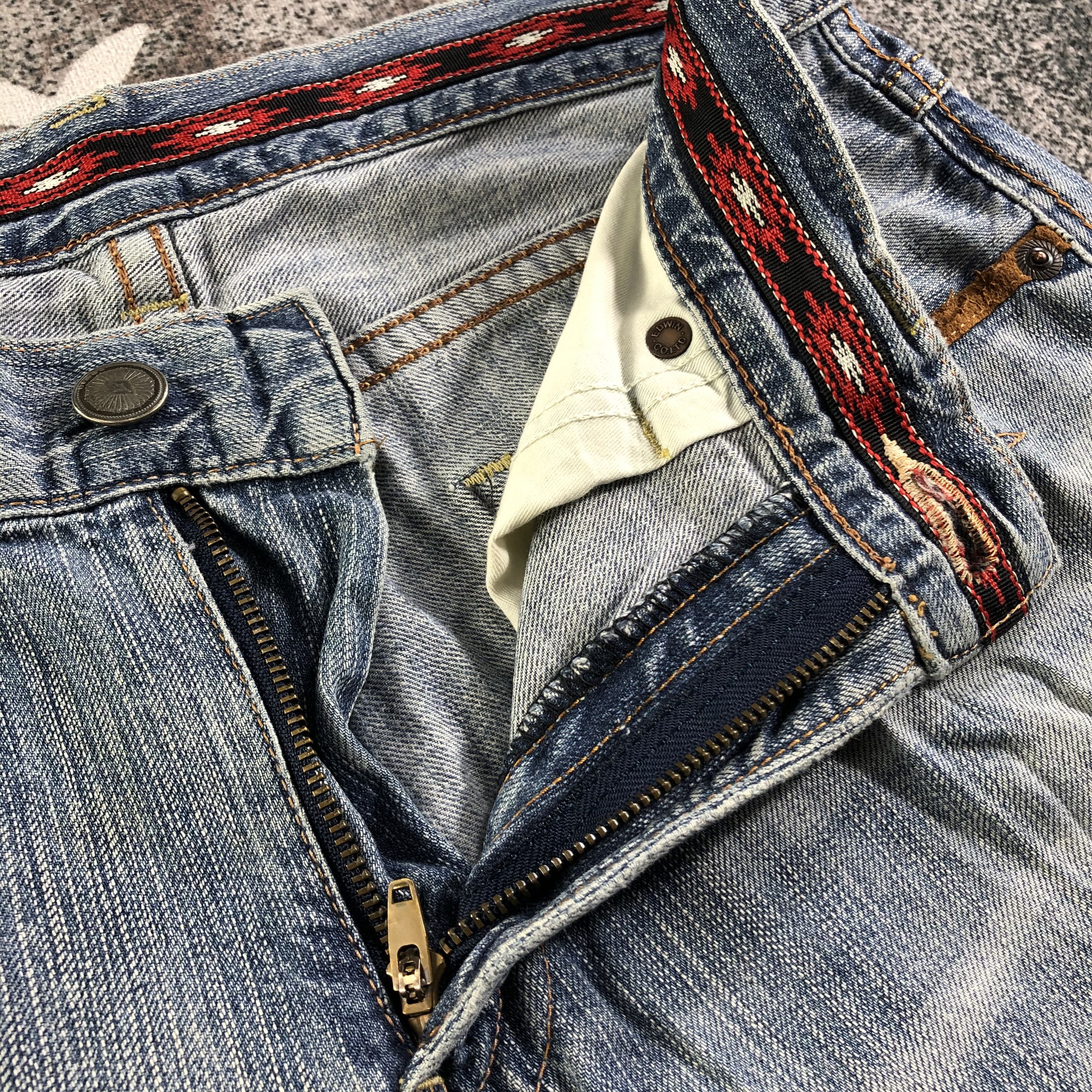 Edwin Edwin XV Jeans Medium Wash Ripped Denim KJ2560 Size US 32 / EU 48 - 8 Thumbnail