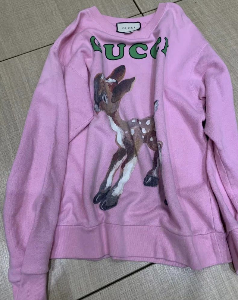Gucci Gucci Pink Sweater with Deer Design - dmc Size US S / EU 44-46 / 1 - 1 Thumbnail