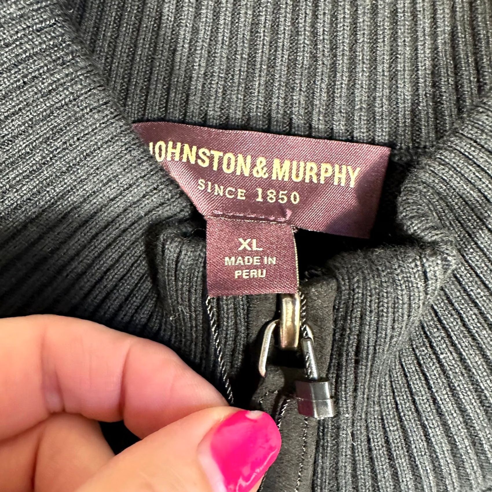 Johnston & Murphy VINTAGE Johnston & Murphy Mens XL Black 100% Pima Cotton Quarter Zip Sweater Vest Size US XL / EU 56 / 4 - 4 Thumbnail