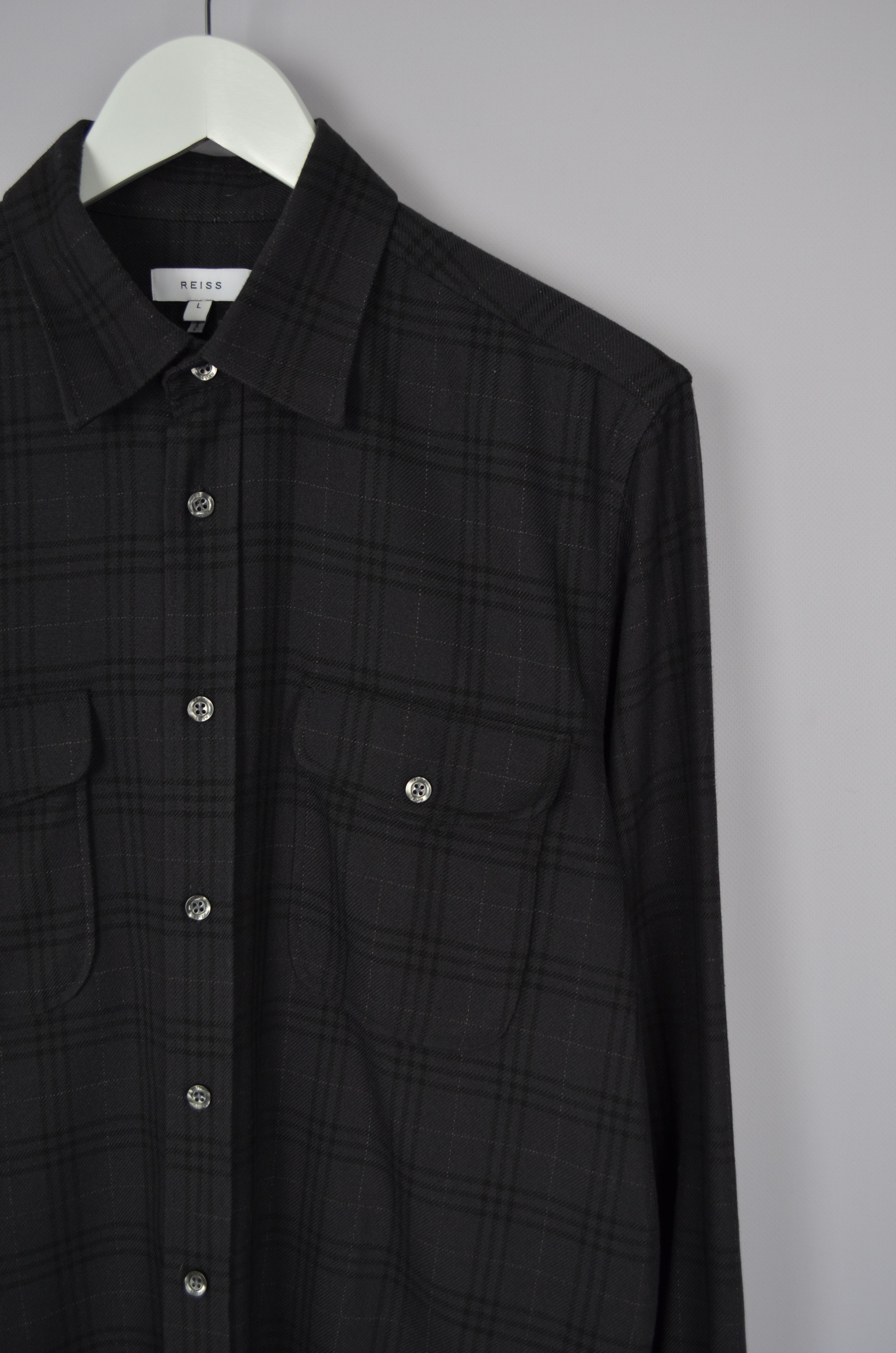 Designer × Reiss Reiss Talon Charcoal Grey Twin Pocket Overshirt Size L Size US L / EU 52-54 / 3 - 9 Thumbnail