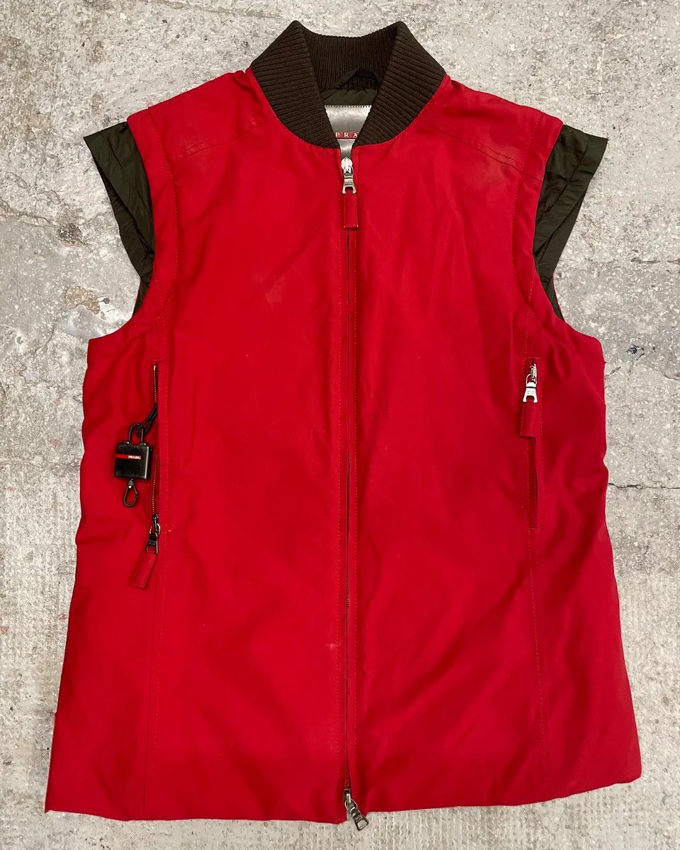 Prada × Vintage 2000s Prada Red Ski Vest Jacket Size US S / EU 44-46 / 1 - 1 Thumbnail