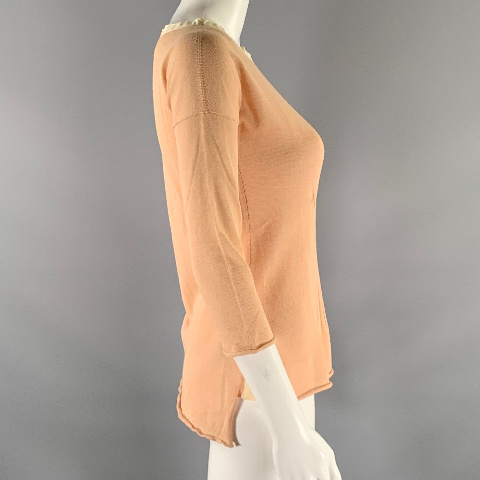 Prada PRADA Size 2 Tan Cream Cotton Stripe Scoop Neck Shirt Size XS / US 0-2 / IT 36-38 - 2 Thumbnail