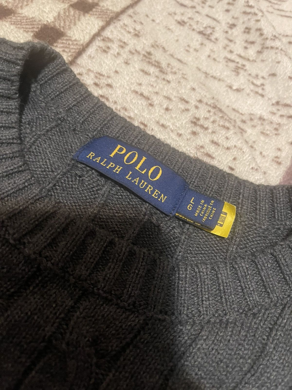 Polo Ralph Lauren Grey Polo Ralph Lauren cable knit sweater Size US L / EU 52-54 / 3 - 4 Thumbnail