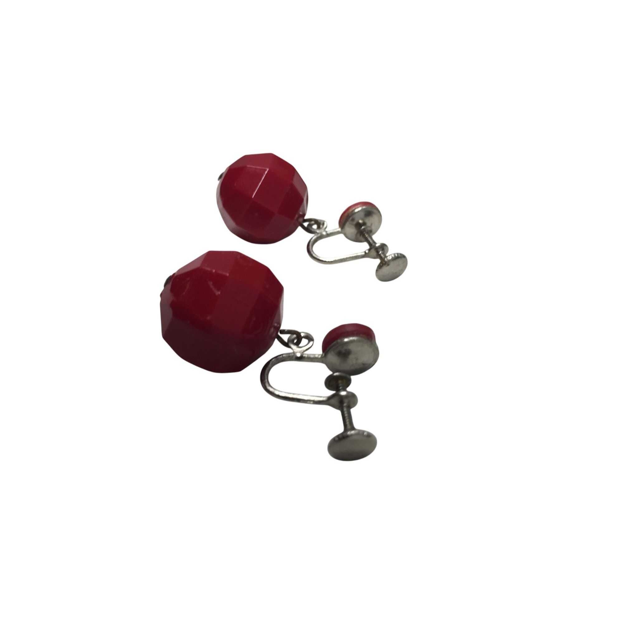 Other Vintage Women's Silver and Red Dangle Beaded Screw Back Earr Size ONE SIZE - 3 Thumbnail