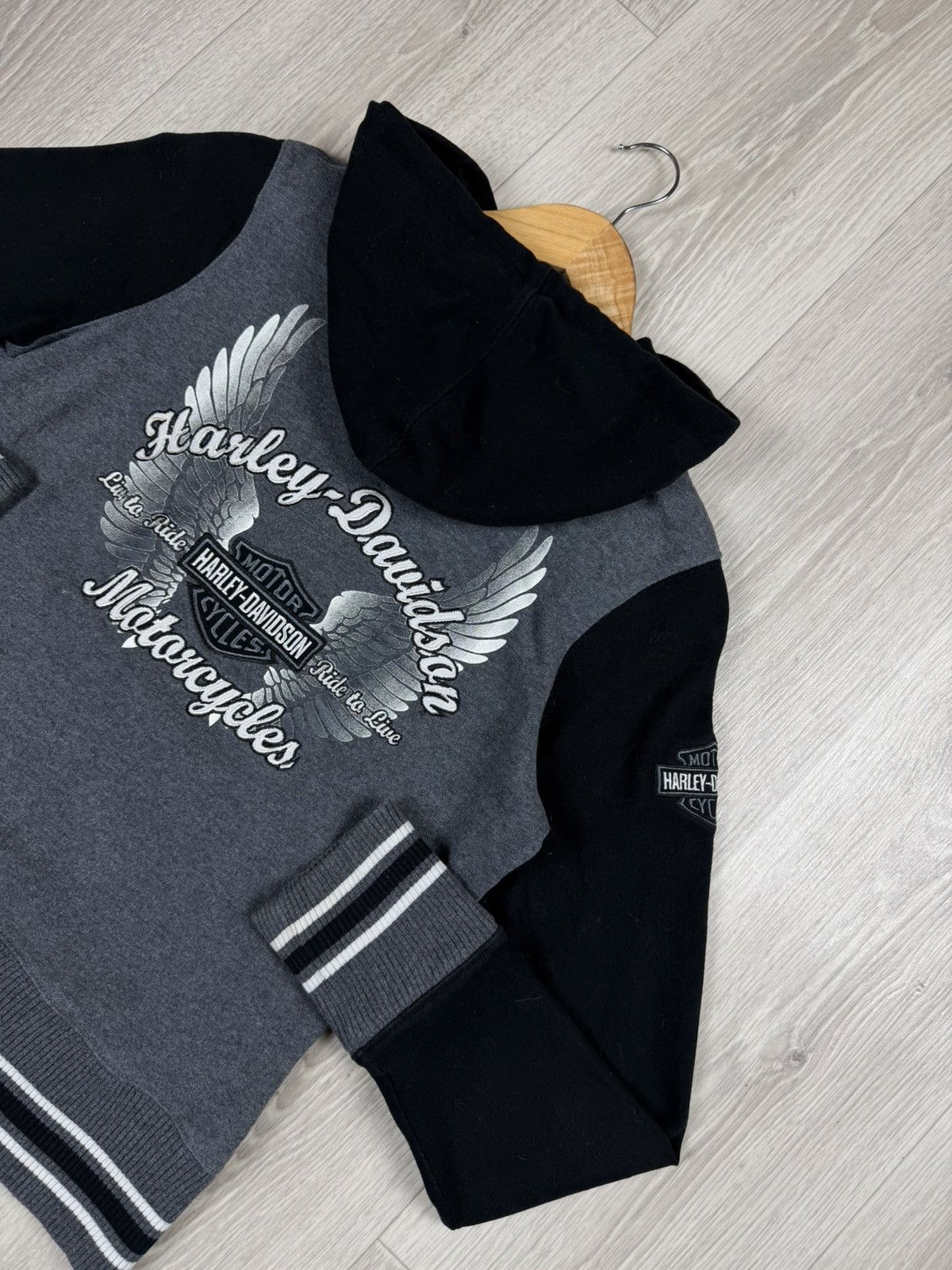 Harley Davidson HARLEY DAVIDSON Full Zip Up Gray Black Sweatshirt Hoodie Size M / US 6-8 / IT 42-44 - 11 Thumbnail