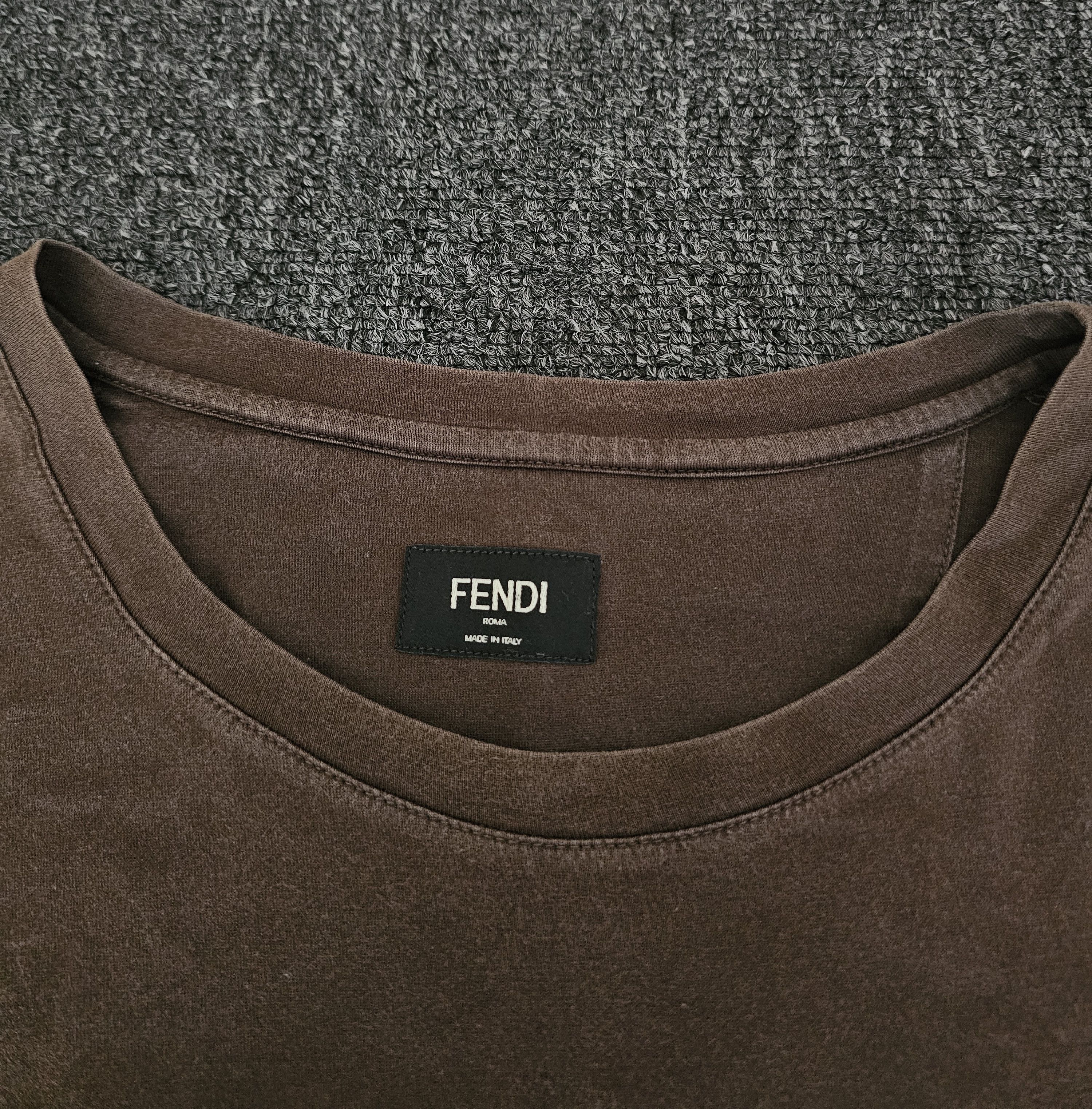 Fendi FENDI Men's Brown Embroidered FF Oversize T-Shirt Size L Size US L / EU 52-54 / 3 - 3 Thumbnail