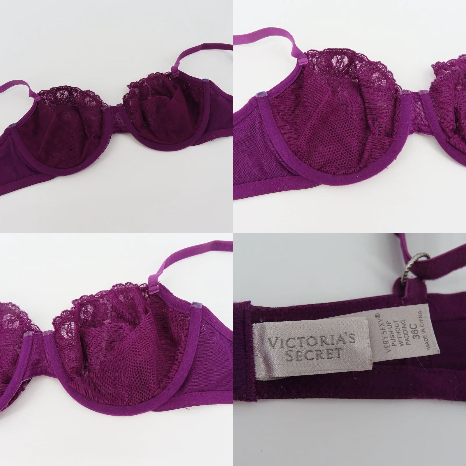 Victoria's Secret Victoria's Secret 36C Push Up Bra Purple Lace Underwired Velvet User: Victoria's Secret 36C Push Up Bra Purple Lace Underwired Velvet Size ONE SIZE - 8 Thumbnail