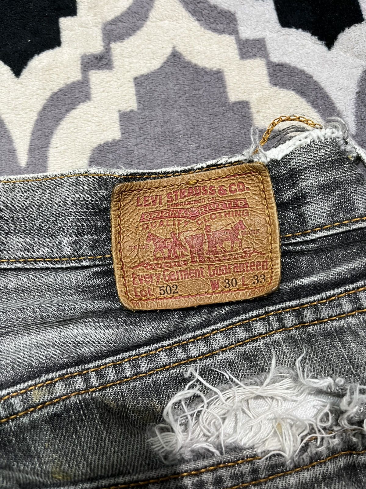 Levi's Vintage Clothing Rare 1990s levis 502 sashiko destroyed sun faded denim pants Size US 30 / EU 46 - 7 Thumbnail