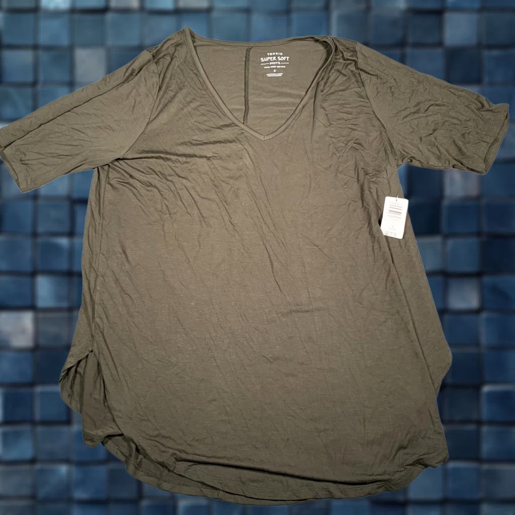 Torrid Torrid Shirt Womens 3X Olive Green Super Soft V Neck Tunic Top Plus Size 22-24 Size XXL / US 16-18 / IT 52-54 - 1 Thumbnail