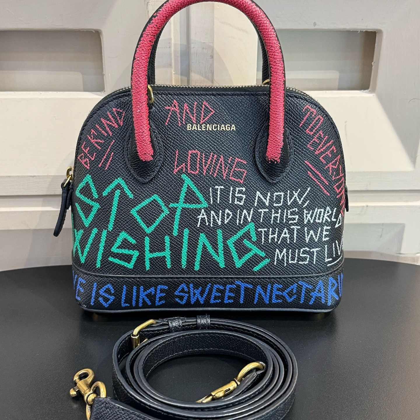 Balenciaga Balenciaga Graffiti Ville Handle Bag Black Size ONE SIZE - 1 Thumbnail