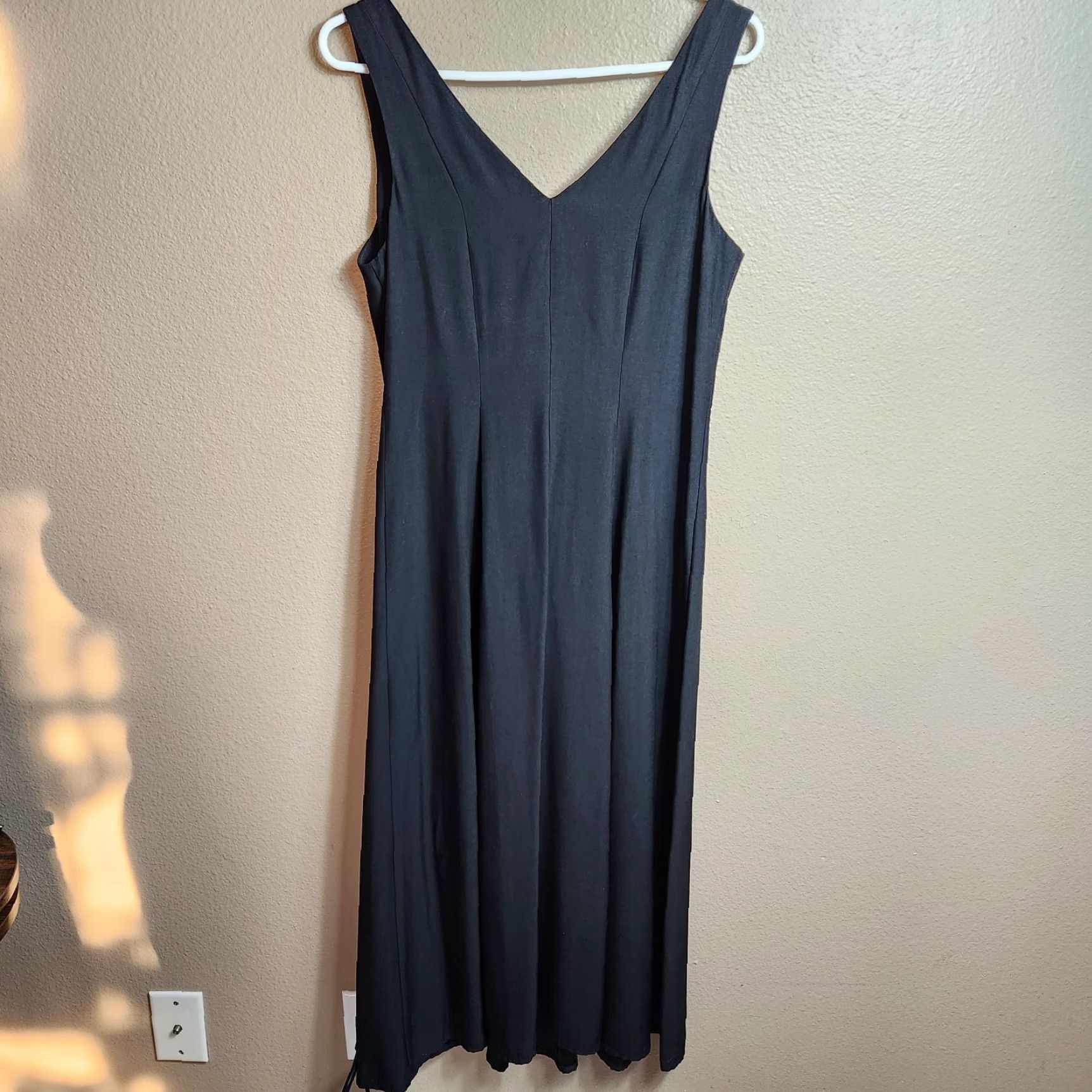 Vintage VINTAGE 90s Womens Black Sleeveless Buttonfront V-Neck Midi Dress-Size 6 Size M / US 6-8 / IT 42-44 - 3 Thumbnail