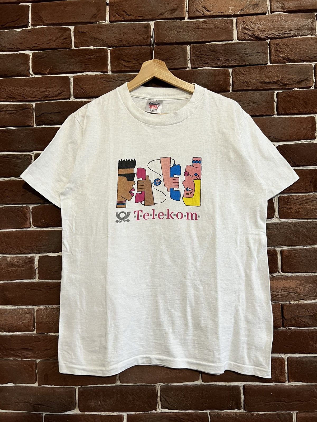 Band Tees × Vintage Vintage 90s Telekom Anti Racism Tee Art Movie Anitfa Oneita Size US L / EU 52-54 / 3 - 1 Thumbnail