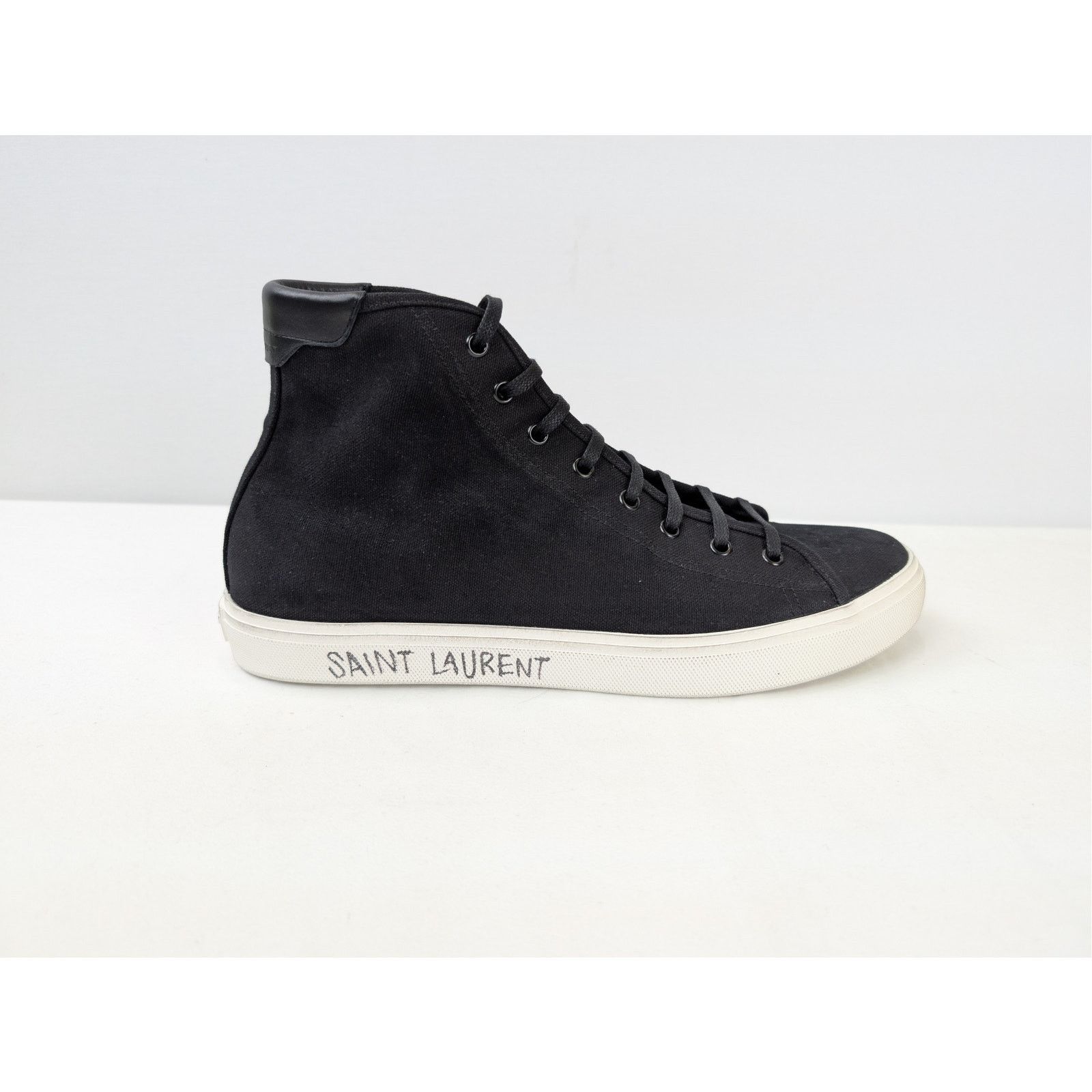 Saint Laurent Paris o1rshd1 Malibu Mid-Top Sneaker in black canvas and leather Size US 11 / EU 44 - 1 Thumbnail