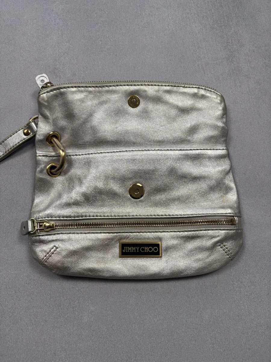 Jimmy Choo Jimmy Choo Metallic Silver Wristlet Clutch Bag Leather Size ONE SIZE - 2 Thumbnail