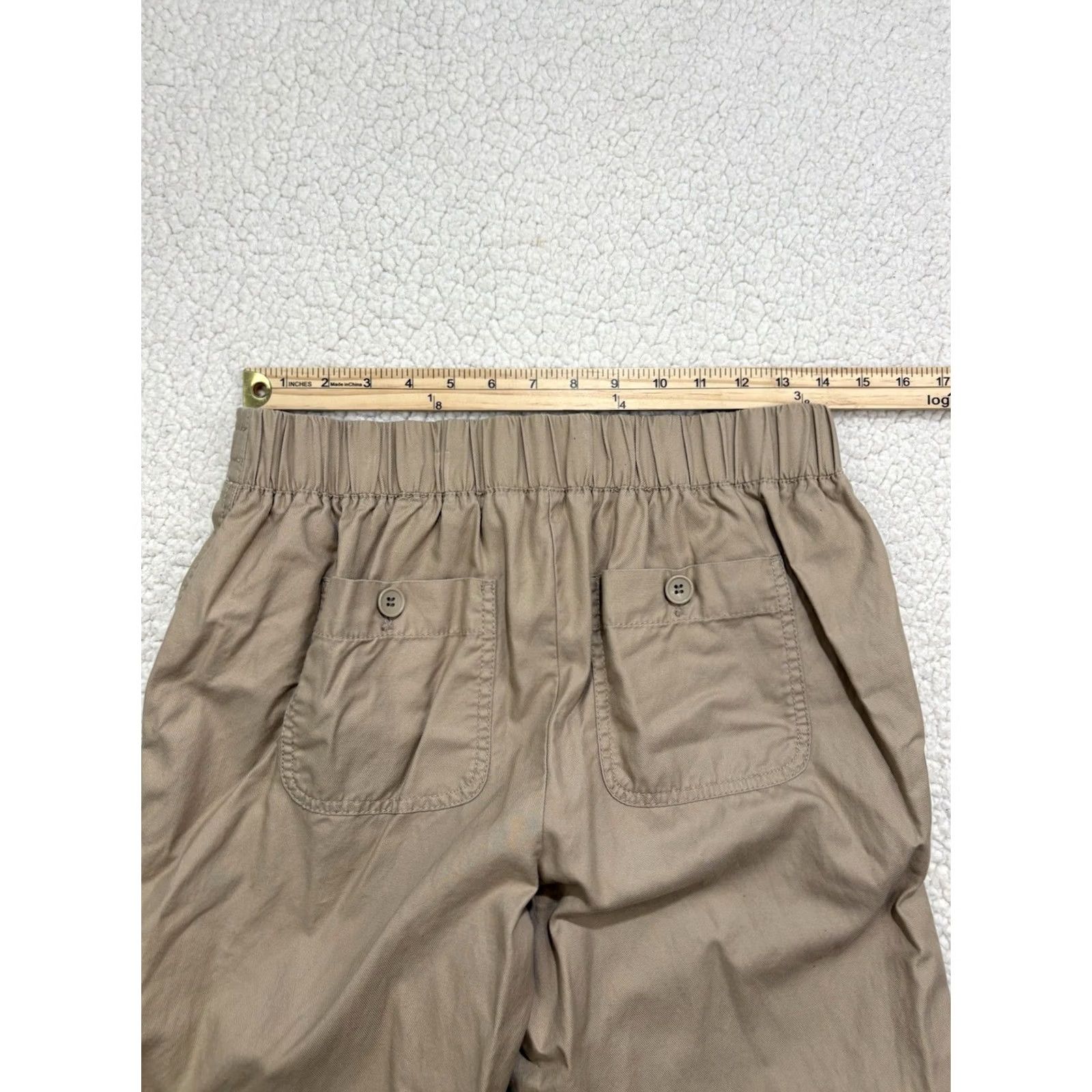 Talbots Talbots Pants Jogger Size 4 Khaki Beige Stretch Waist Drawstring Casual Twill Pockets Elastic Womens Regular Size 27" / US 4 / IT 40 - 6 Thumbnail