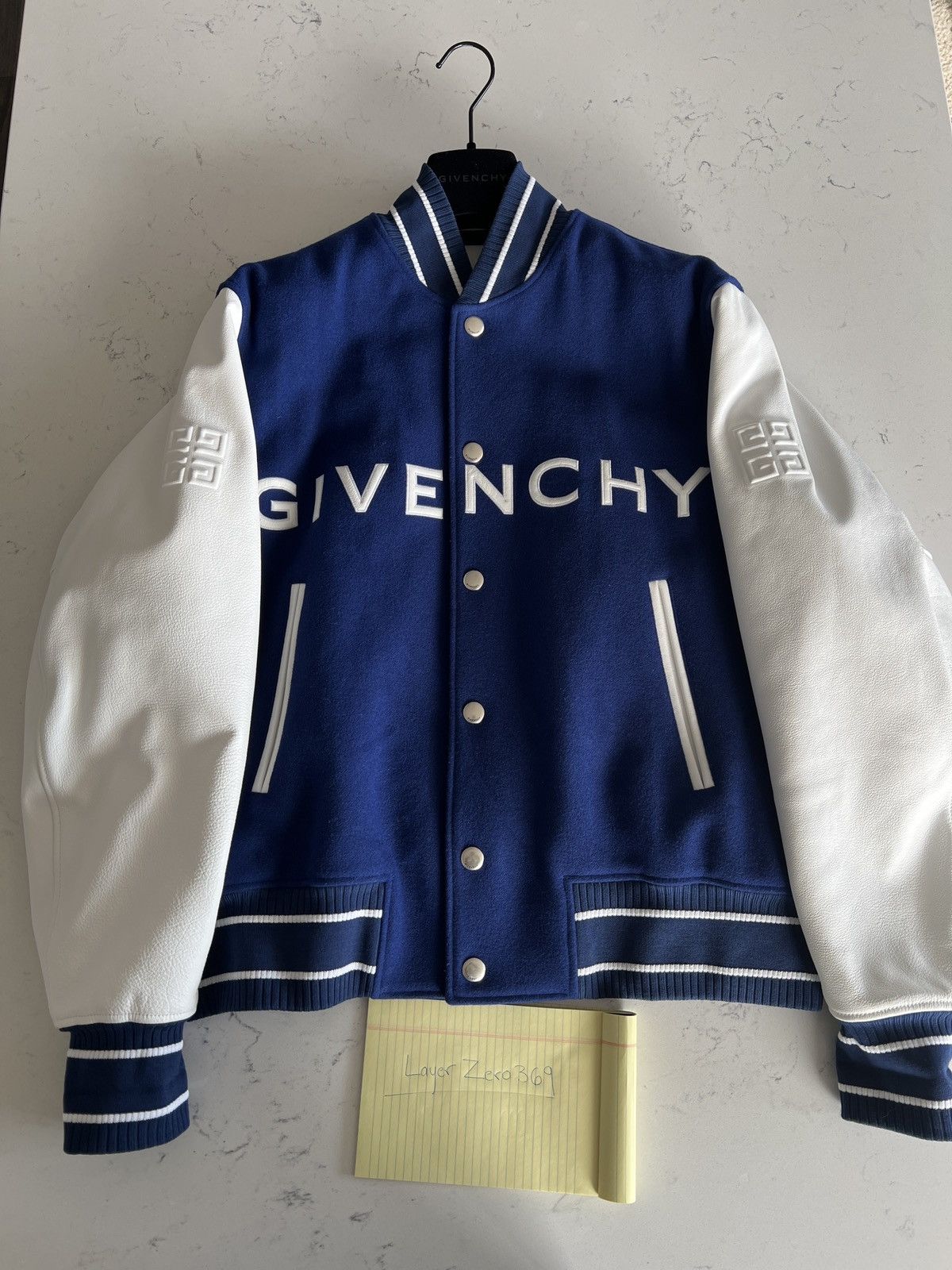 Givenchy Rare Blue Givenchy Varsity Jacket in wool and leather Size US M / EU 48-50 / 2 - 1 Thumbnail