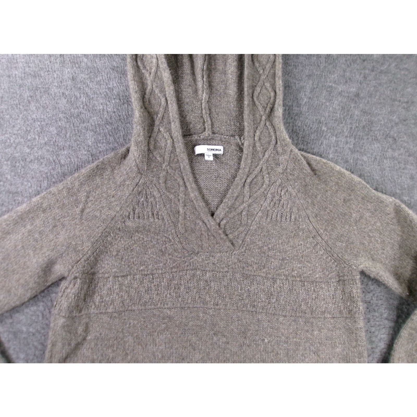 Vintage Sonoma Sweater Women's Small Brown Cable-Knit V-Neck Long Sleeve Cozy Pullover Classic All Seasons Size S / US 4 / IT 40 - 2 Thumbnail