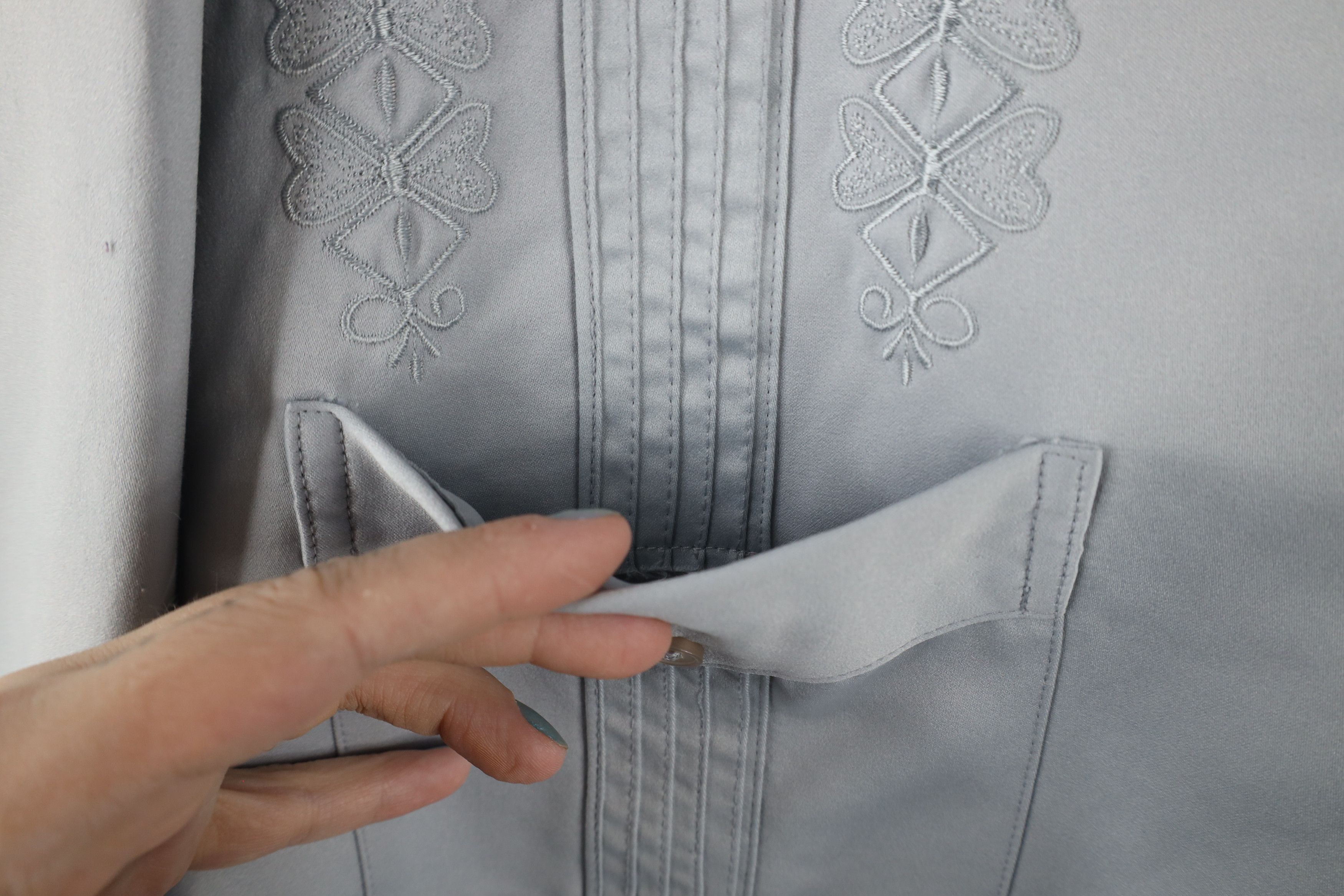 Vintage Vintage 90s Guayabera Beach Wedding Button Shirt Gray Size US XXL / EU 58 / 5 - 4 Thumbnail
