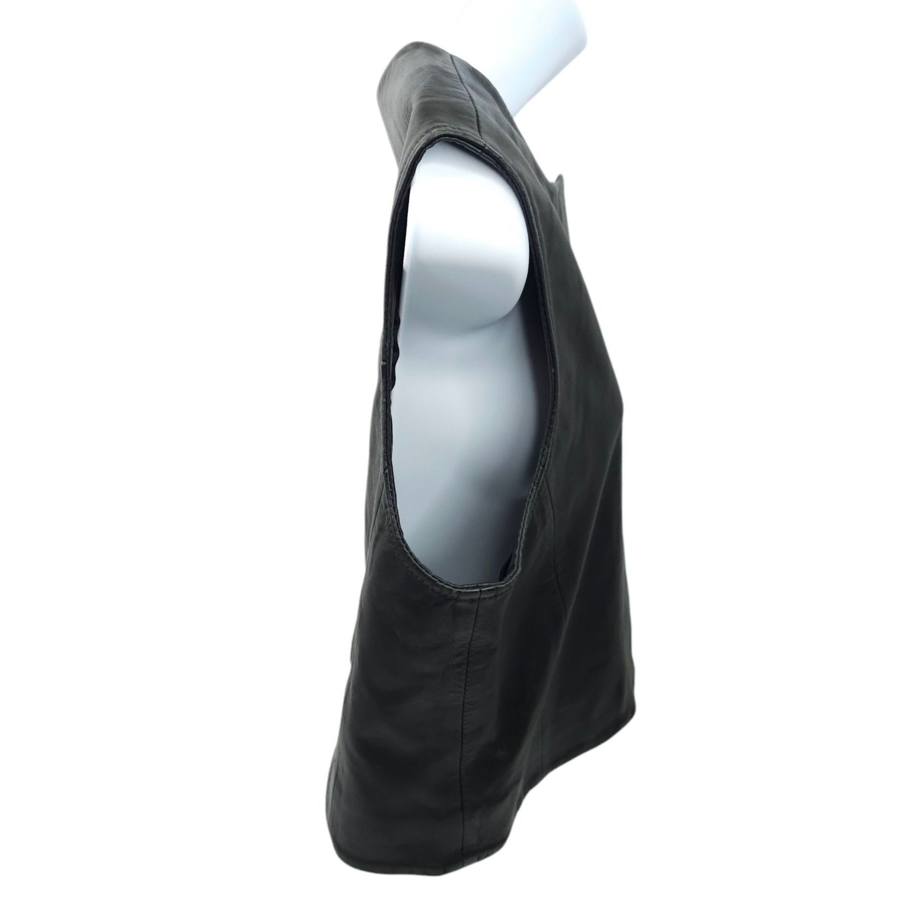 Other Saguaro Black Leather Vest Womens Size L Placket Covered Zip Size L / US 10 / IT 46 - 4 Thumbnail