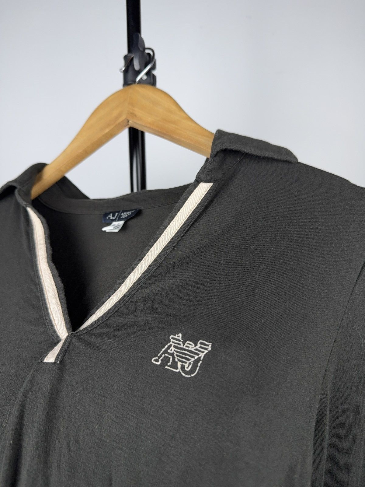 Armani Vintage 90s Retro Armani Jeans V-Neck Long Sleeve Logo Top Size M / US 6-8 / IT 42-44 - 5 Thumbnail