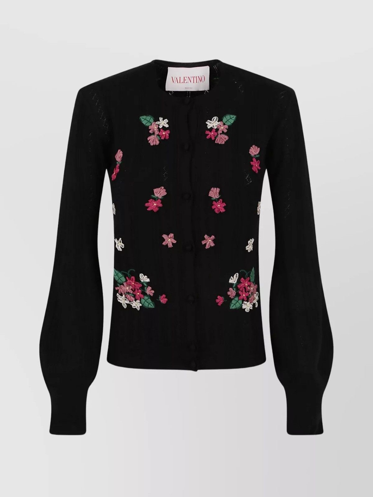 Valentino Valentino Garavani Floral Embroidered Wool Cardigan S Black Size S / US 4 / IT 40 - 3 Thumbnail