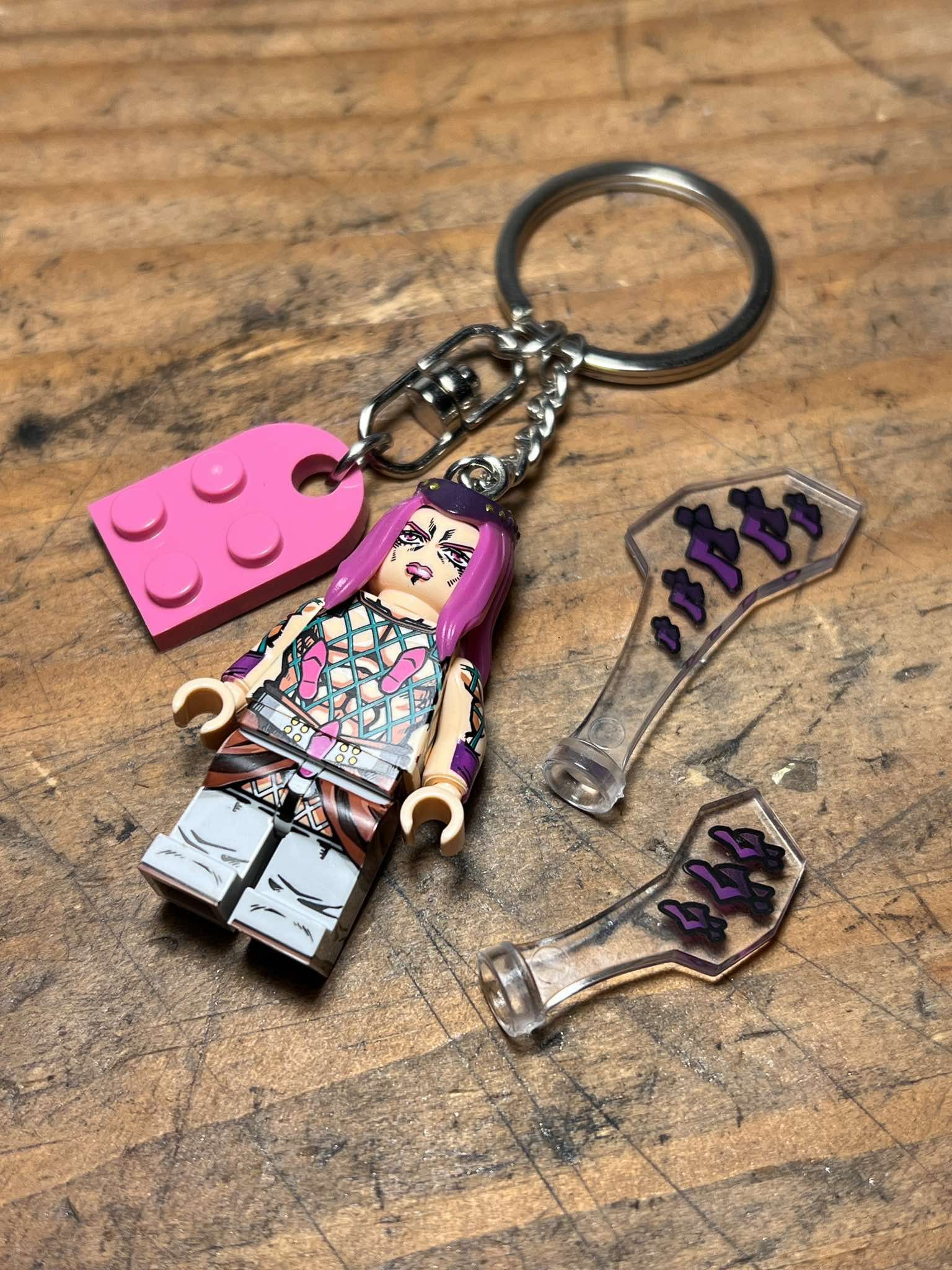 Anime Jojo Jolyne Anasui anime mini figurine keychain keyring Size ONE SIZE - 5 Thumbnail