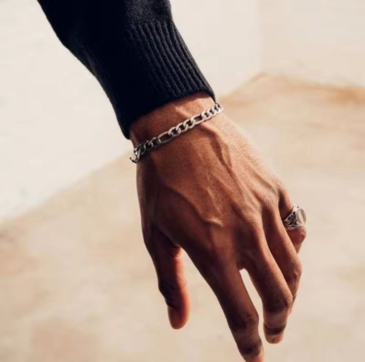 Vintage 7mm Stainless Steel Minimalist Link Bracelet Size ONE SIZE - 1 Thumbnail