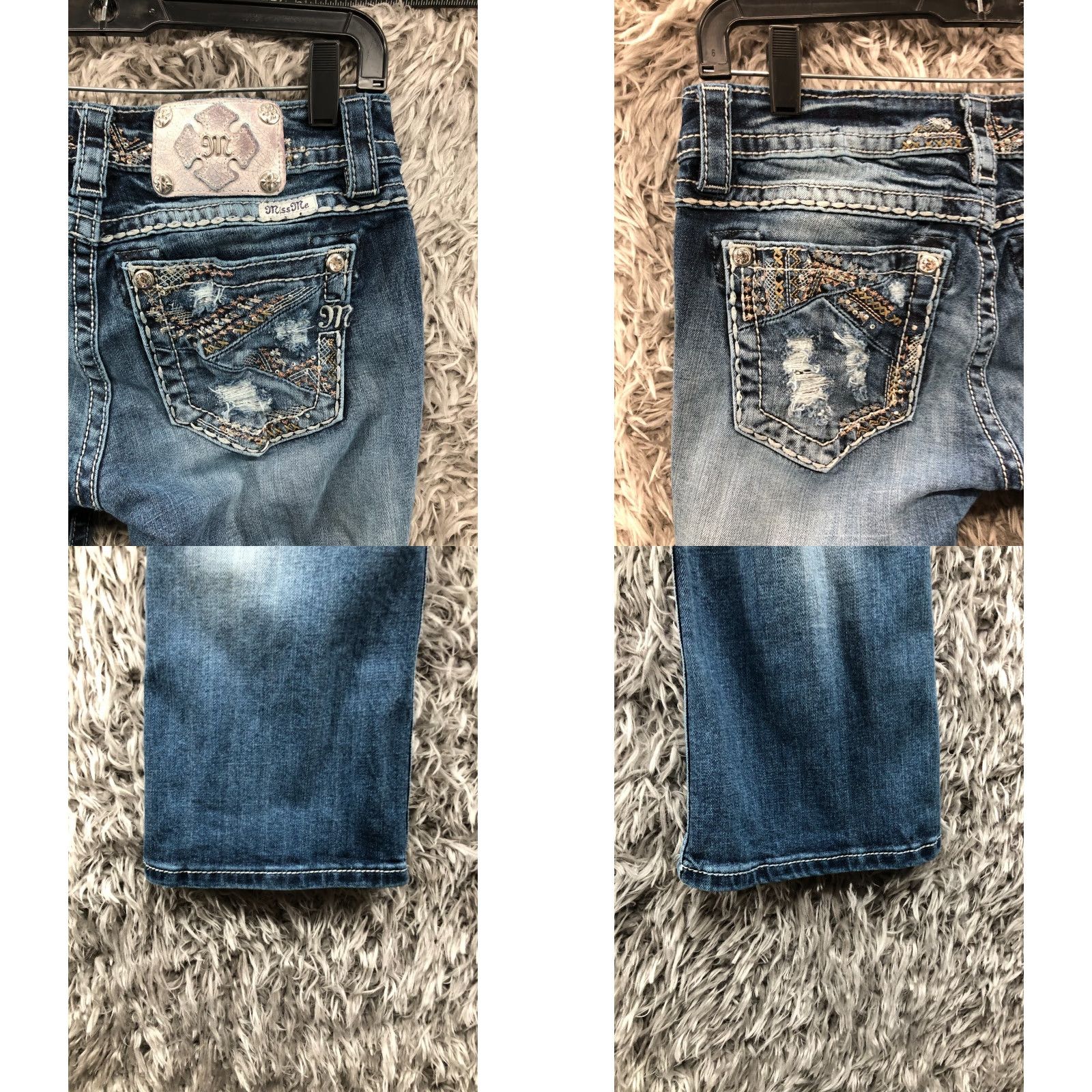 Miss Me Miss Me Jeans Bootcut Size 27 Womens Blue Dark Distressed Pocket 5-Pocket Regular Low Rise Denim Modern American Size 27" / US 4 / IT 40 - 8 Thumbnail
