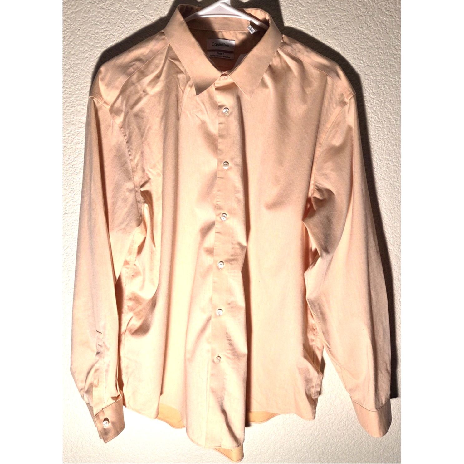 Calvin Klein Calvin Klein Slim Fit Peach Button Up - 2XL (18 34/35) Size US XXL / EU 58 / 5 - 1 Thumbnail