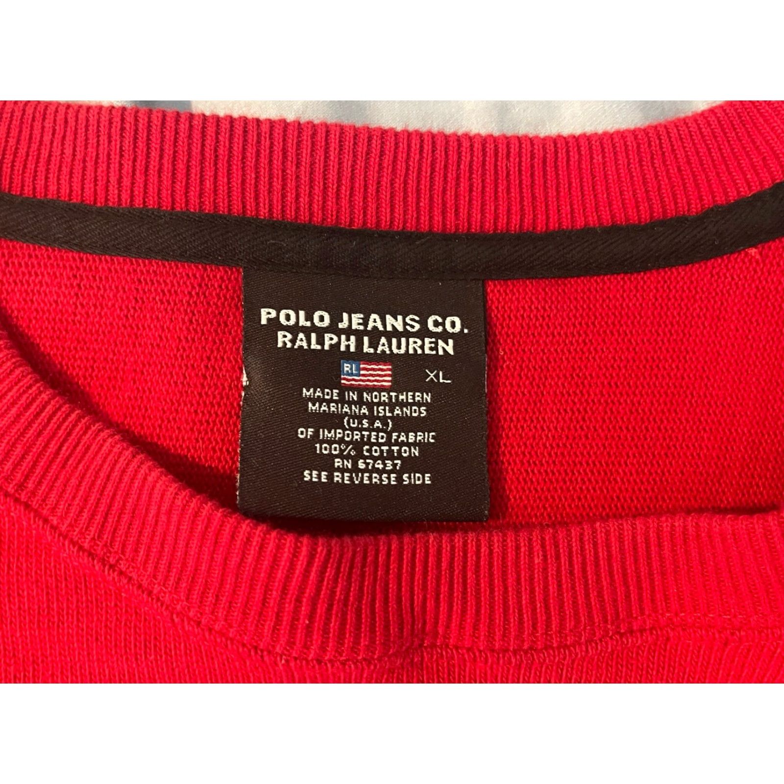 Vintage VINTAGE Polo Jeans Co Ralph Lauren 67 Long Sleeve Red Pullover Sweater XL Men Cotton Logo Crew Neck 90s Size US XL / EU 56 / 4 - 4 Thumbnail