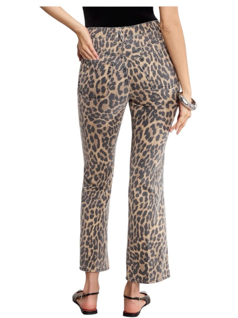 Good American Good American Good Standard Kick Flare Jeans Leopard Print Size 27" / US 4 / IT 40 - 2 Thumbnail