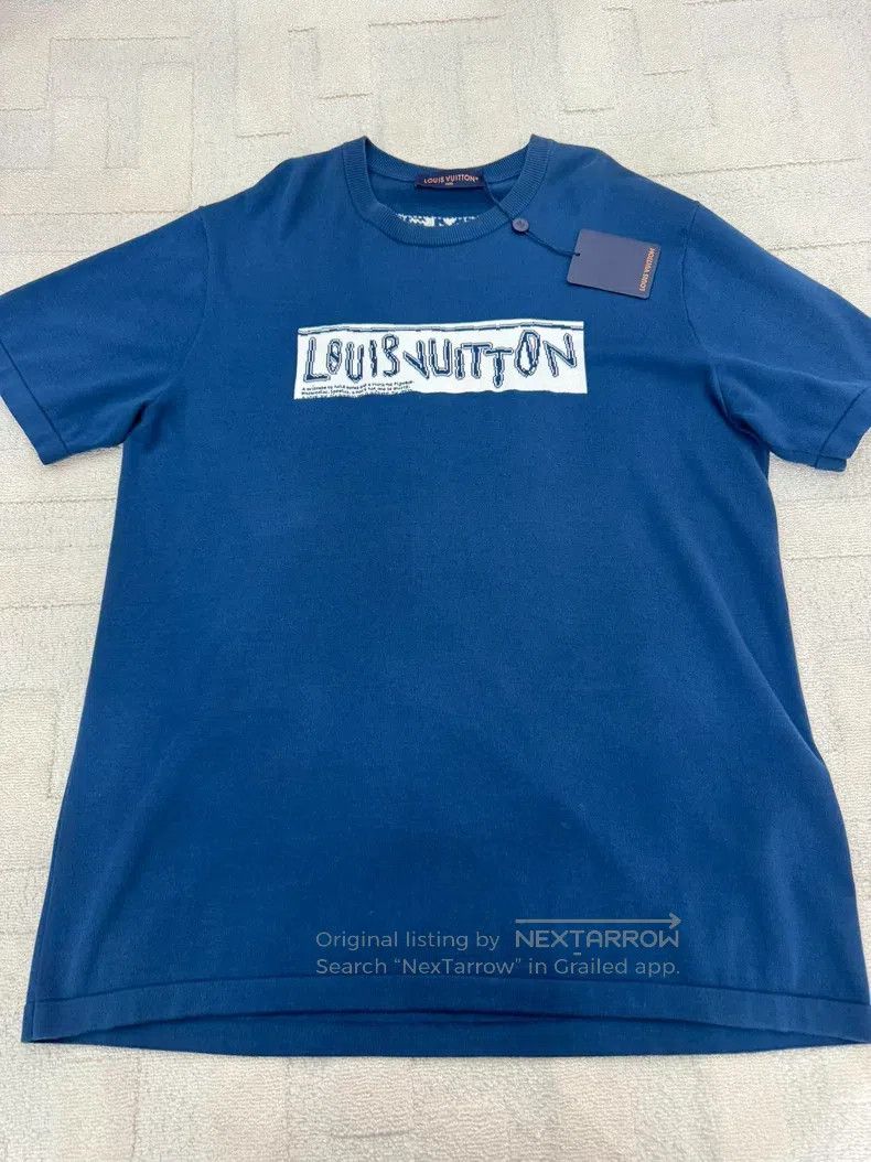 Louis Vuitton Louis Vuitton size 4l Blue knit logo short sleeve Size US M / EU 48-50 / 2 - 1 Thumbnail