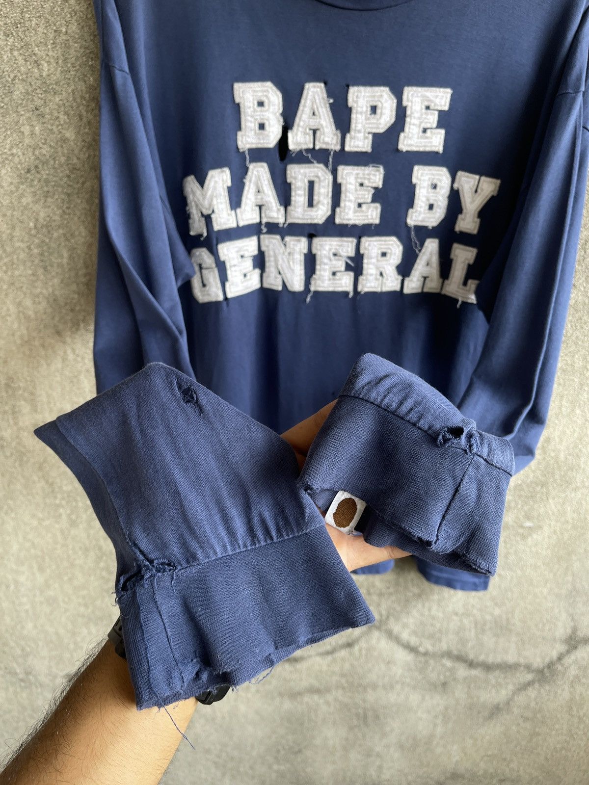 Bape Vintage 90s BAPE MADE BY GENERAL Thrashed Faded Long Sleeve Size US L / EU 52-54 / 3 - 6 Thumbnail