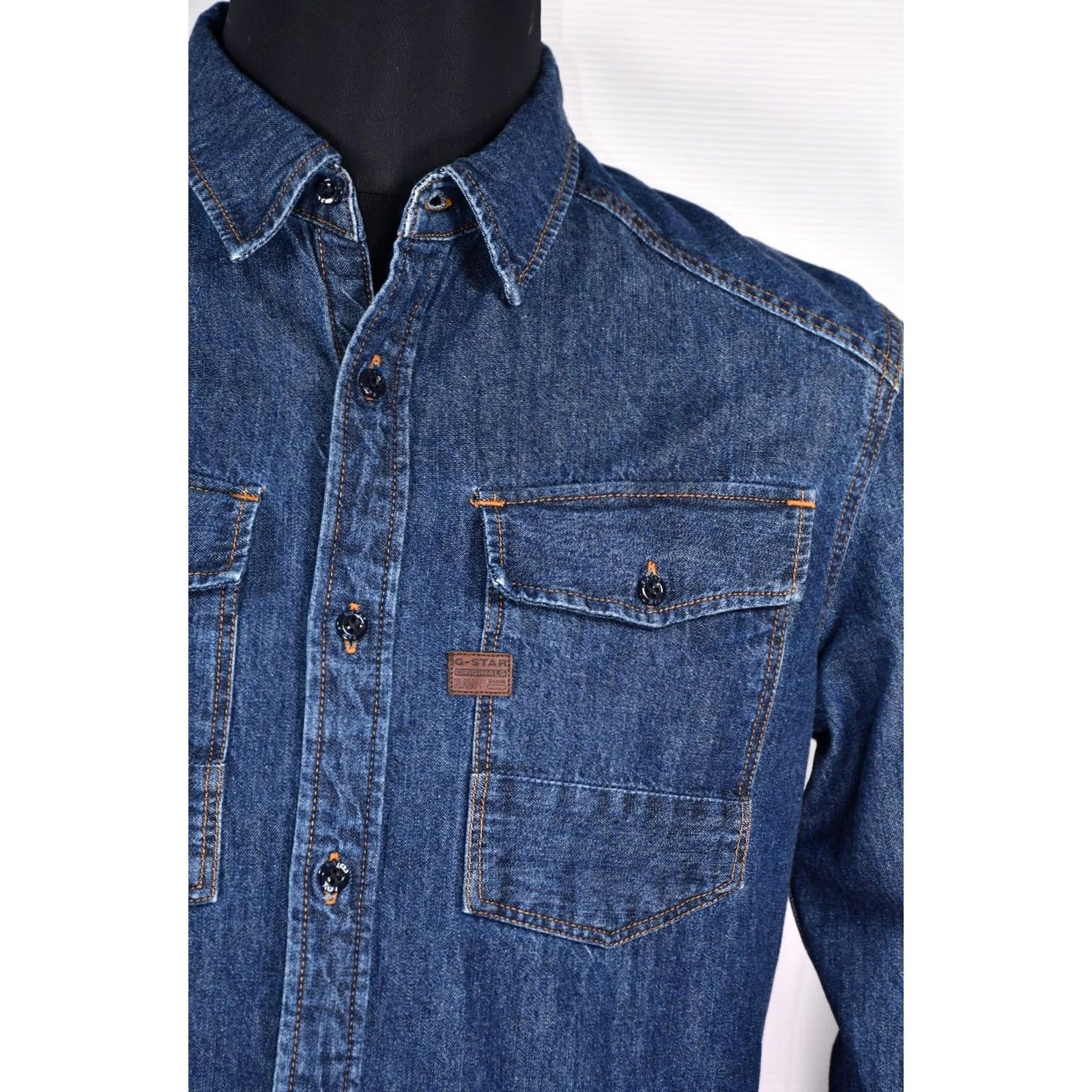 G-Star G-Star Coban Shirt Denim Button-Up Long Sleeve Collared 100% Cotton Blue L Mens Size US L / EU 52-54 / 3 - 6 Thumbnail