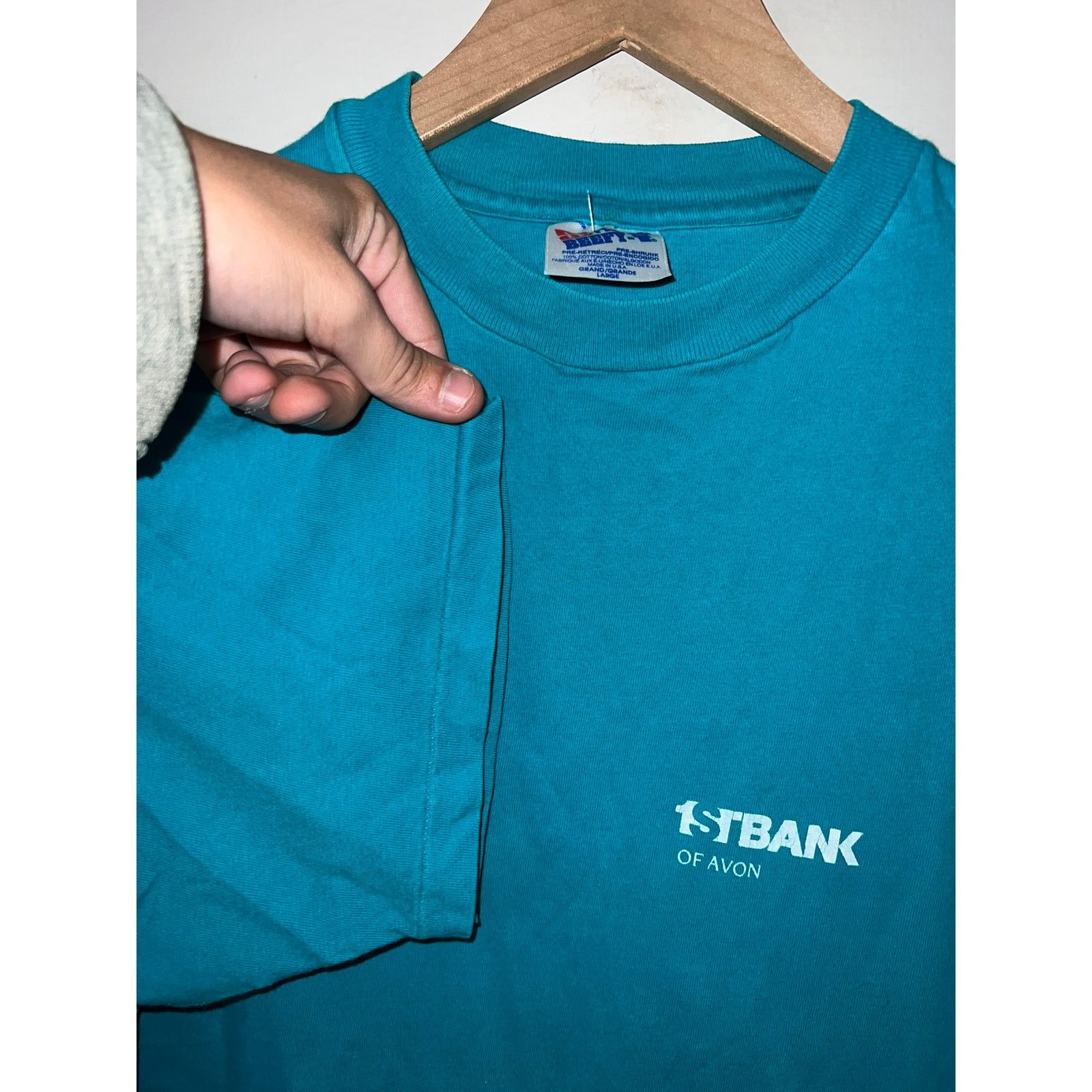 Hanes Vintage 1st Bank Shirt Of Avon Teal Tee 90s VTG L Large Size US L / EU 52-54 / 3 - 3 Thumbnail