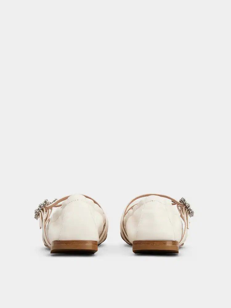Roger Vivier o1s22i1n0824 Nappa Ballet Strass Buck Flats in White Size US 8 / IT 38 - 5 Thumbnail