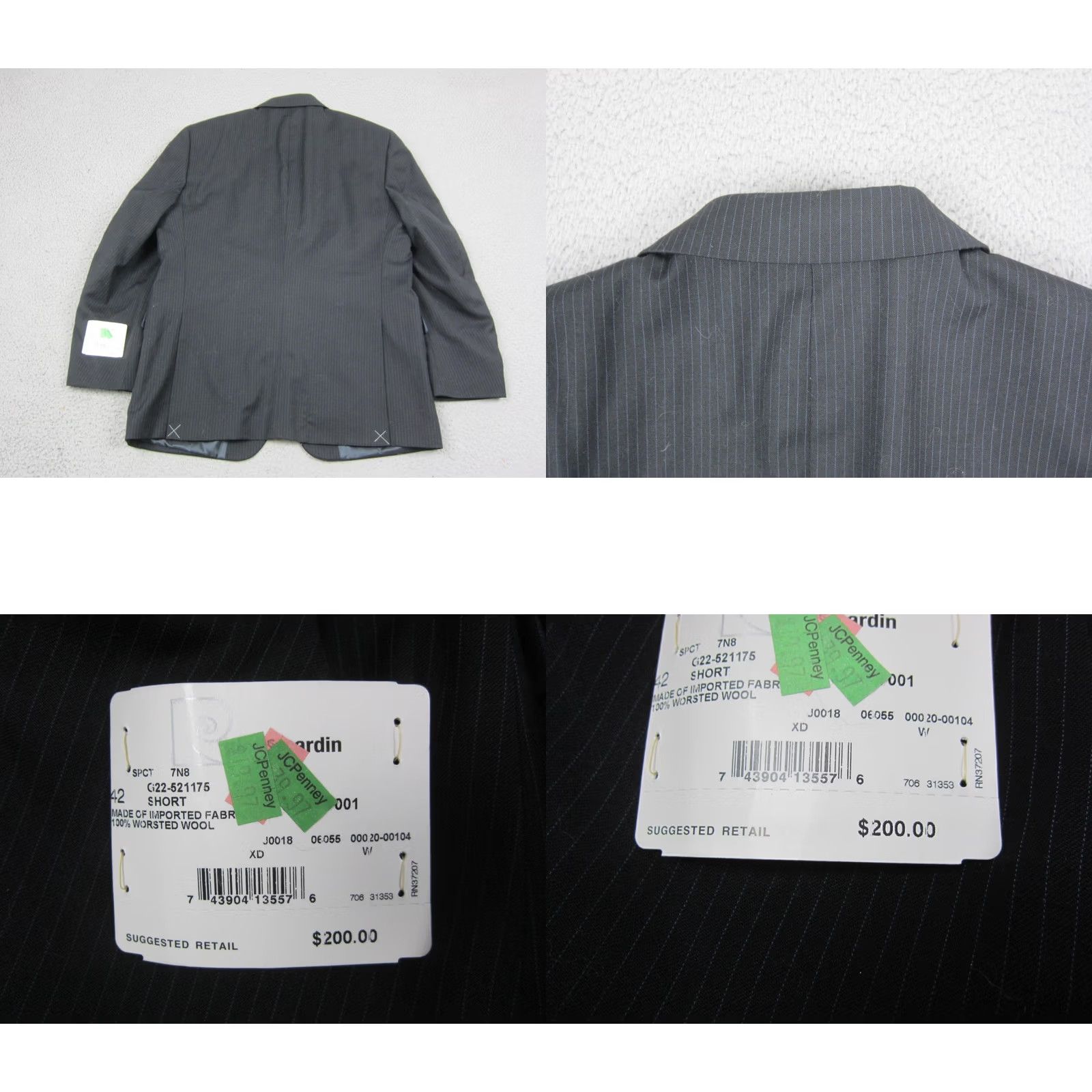 Pierre Cardin Pierre Cardin Blazer Jacket Mens 42S Black Striped Wool Regular Jacket Coat Men Black Striped Wool Blazer 90s Mens Size 42R - 11 Thumbnail