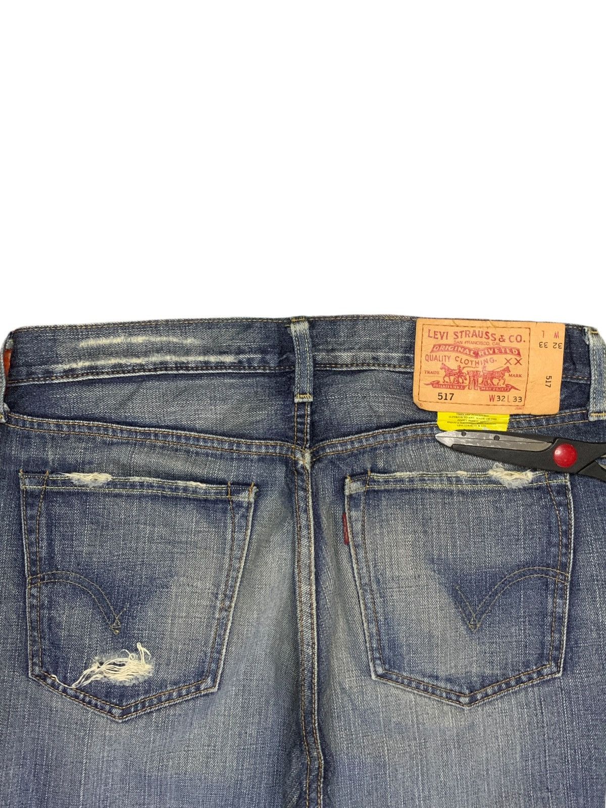 Levi's Vintage 90s Levis 517 Faded Wash Distressed Flare Jeans Size US 33 - 9 Thumbnail