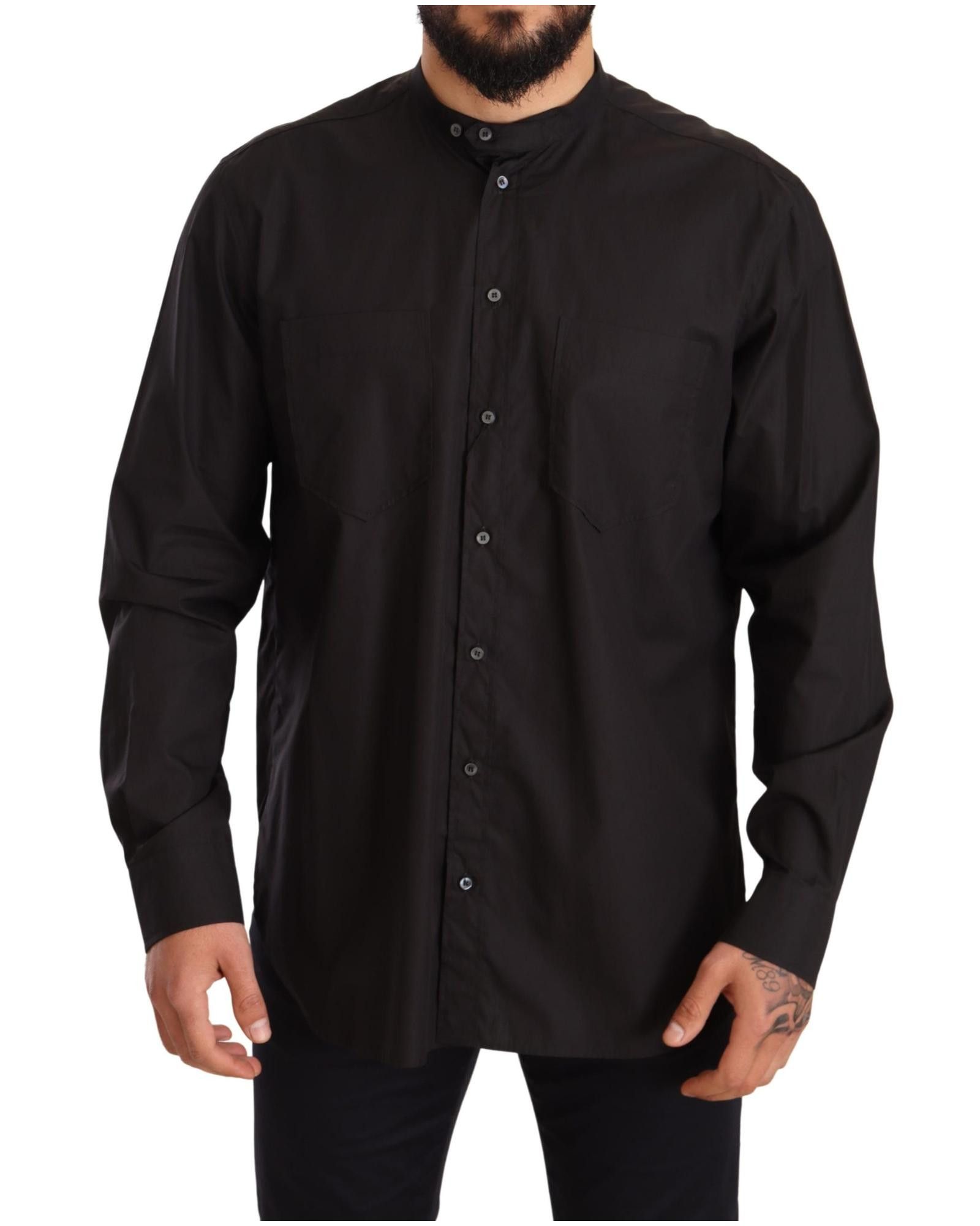 image of Dolce Gabbana 100% Cotton Formal Dress Top Shirt in Black, Men's (Size XS)