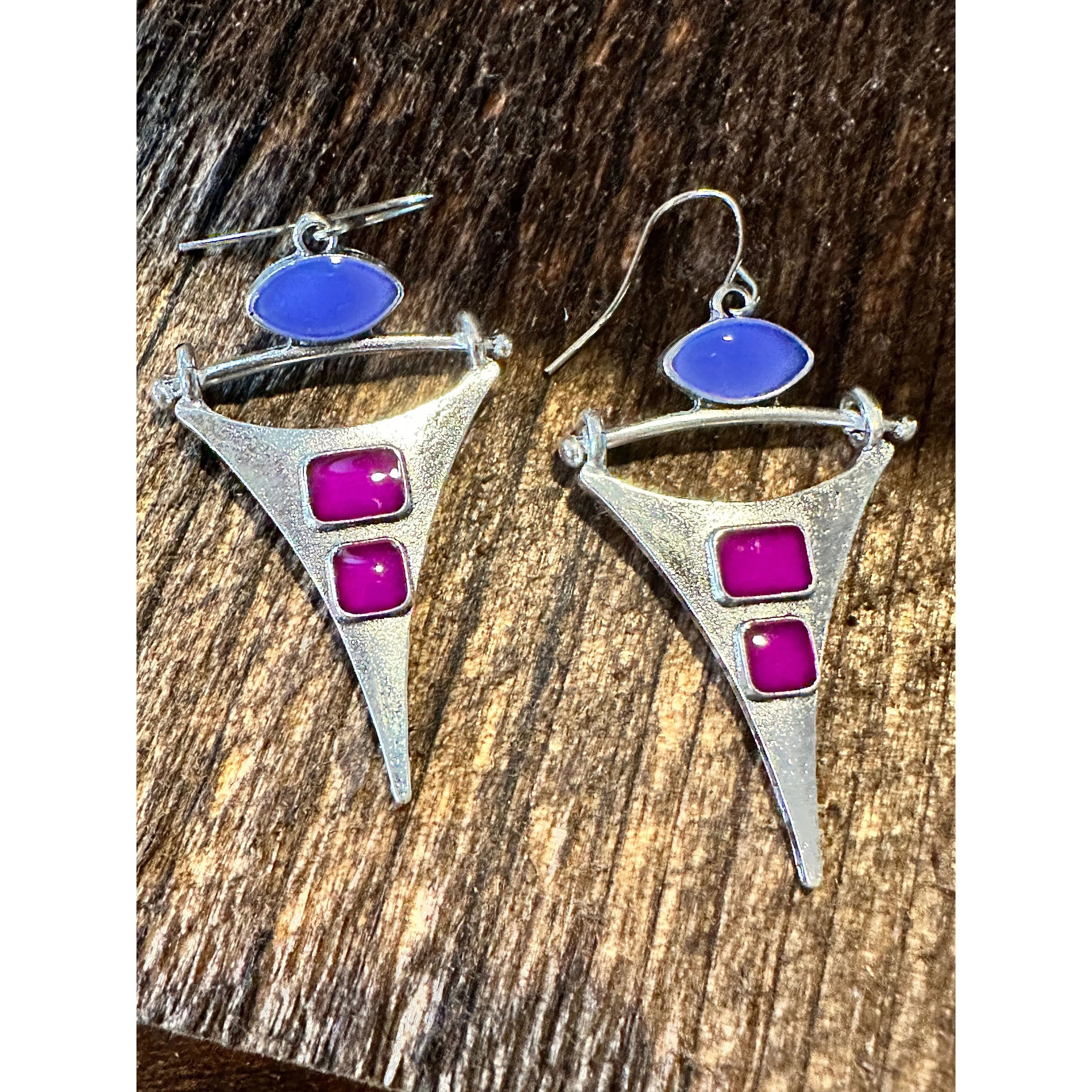 Other Boho Hippie Western Delicate Pointed Silver Purple Drop Wire Size ONE SIZE - 6 Thumbnail