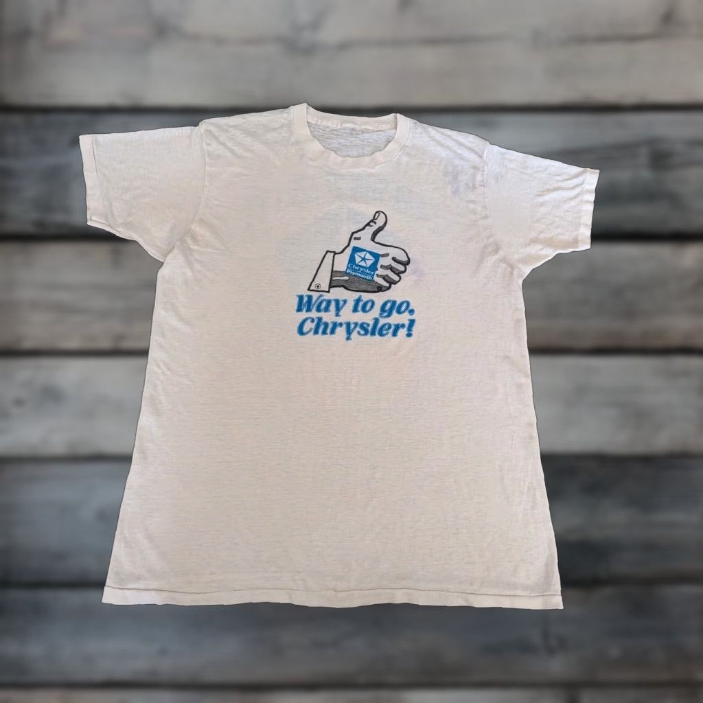 Off-White VINTAGE Chrysler Dealership Tee Shirt Off-white Crew Neck Short Sleeve Unbranded Unisex Adults Small/Medium Cars Mopar 1980s Vintage Graphic Printlite Size US S / EU 44-46 / 1 - 1 Thumbnail