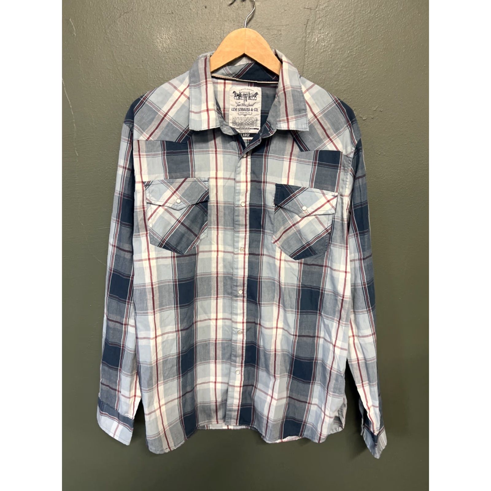 Levi's Levi's Shirt Mens XL Blue Plaid Pearl Snap Cowboy Western Long Sleeve Button-Up Casual Workwear Mens XL Blue Plaid Pearl Snap Western Shirt Size US XL / EU 56 / 4 - 2 Thumbnail