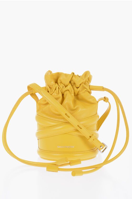 Alexander McQueen Soft Curve Bucket Bag with Drawstring in yellow Size ONE SIZE - 1 Thumbnail