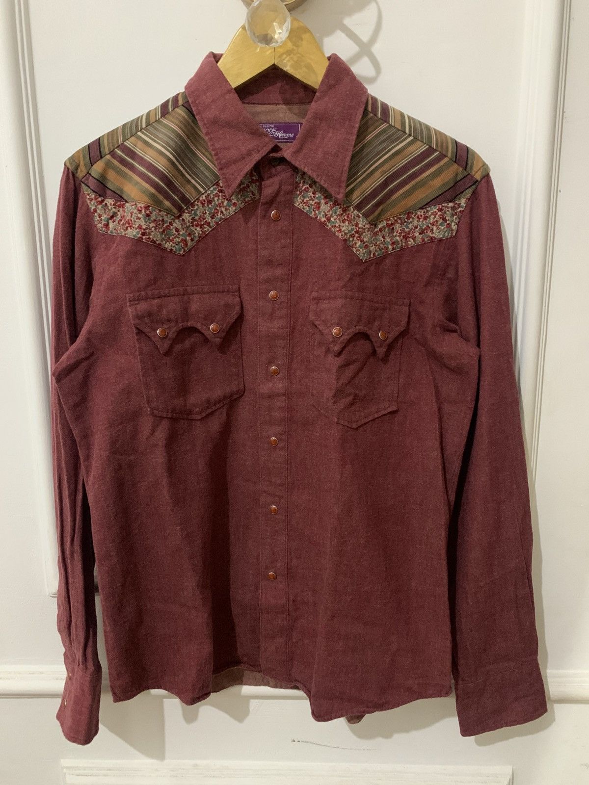 291295=Homme 291295＝HOMME • Floral Western Cowboy Shirt Harajuku Style Size M / US 6-8 / IT 42-44 - 1 Thumbnail