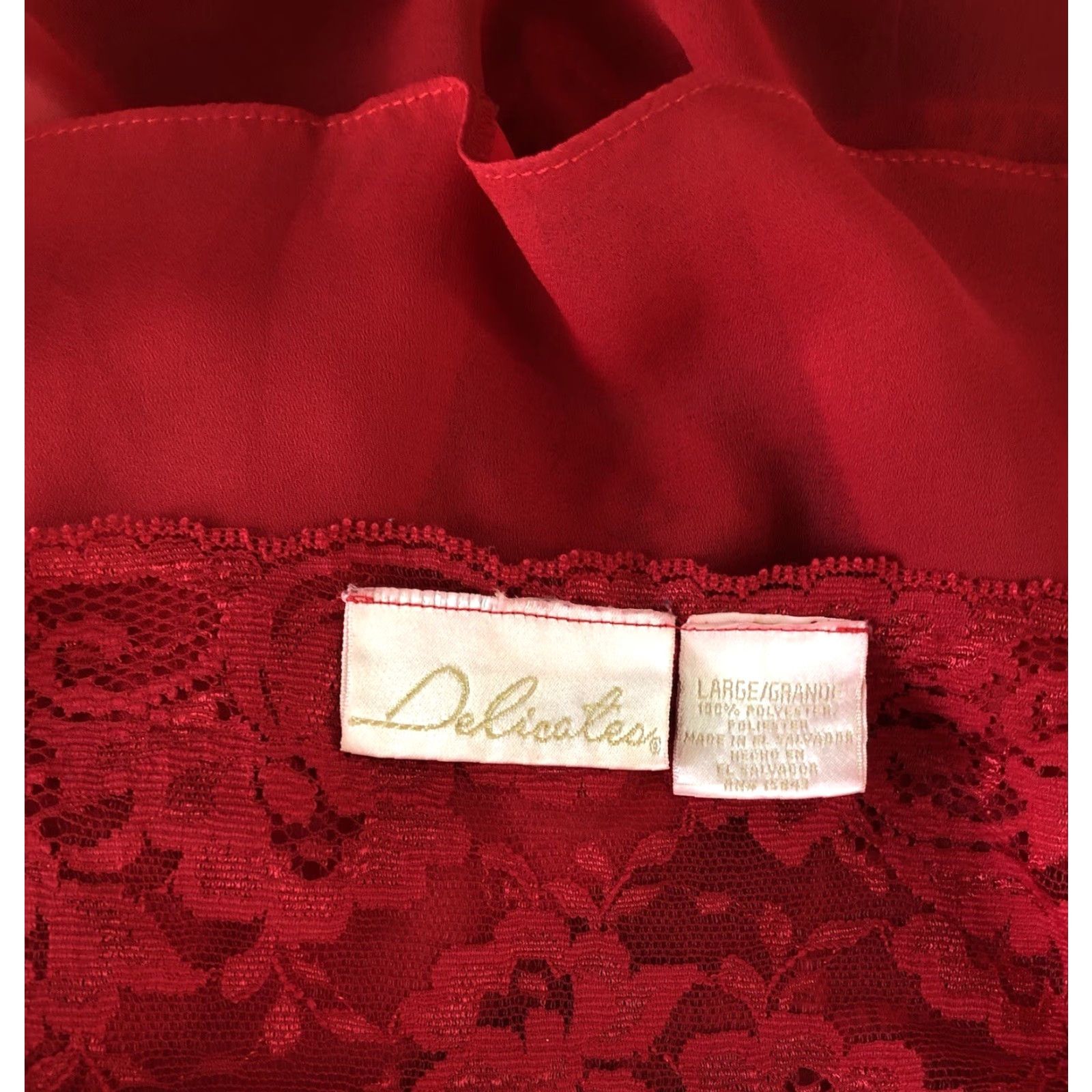 Vintage VINTAGE Camisole Lingerie Red Lace Sweetheart V-Neck 1970s L Fairy Whimsgoth Size ONE SIZE - 4 Thumbnail