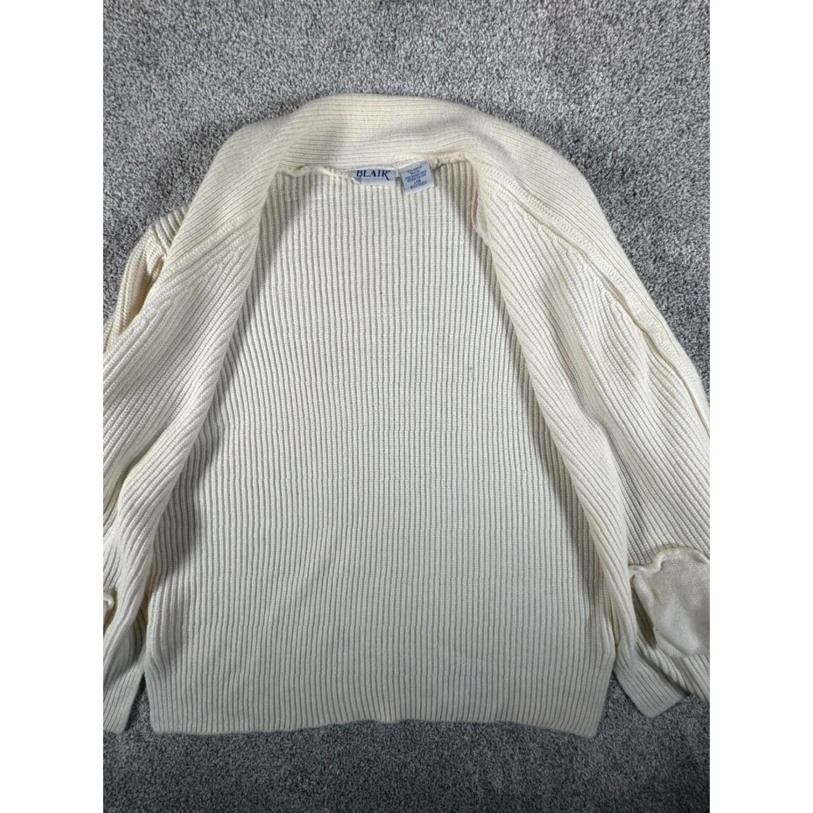 Blair VINTAGE Blair Cardigan Sweater Women Large L Cream 80s Pockets Ribbed V-Neck Academia Mens? Womens Size L / US 10 / IT 46 - 6 Thumbnail