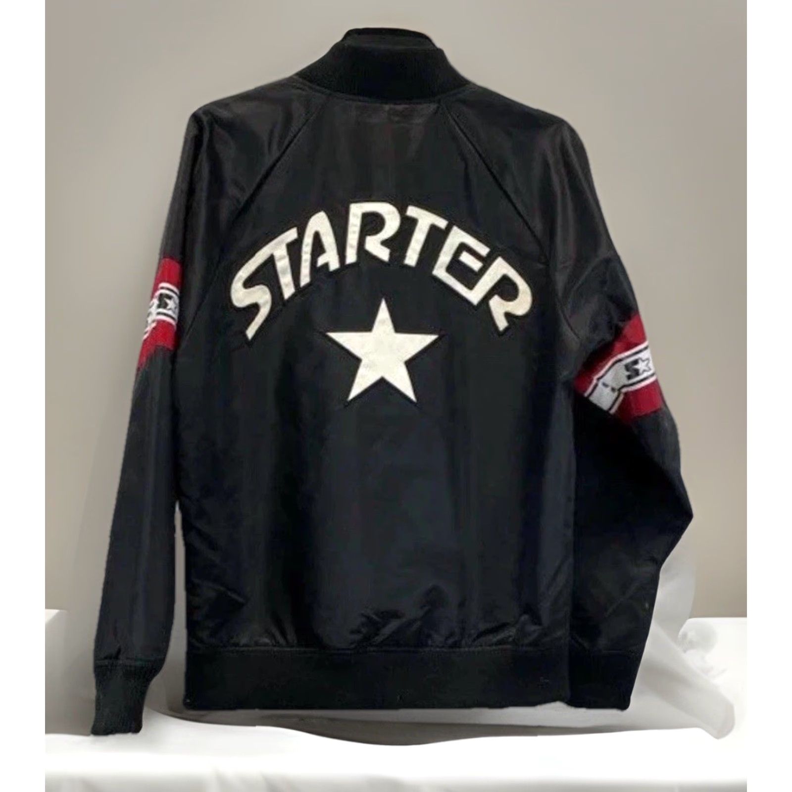 Starter VINTAGE Starter Black Label Womens Bomber Jacket Long Sleeve Snap Front Size M Black Size M / US 6-8 / IT 42-44 - 2 Thumbnail