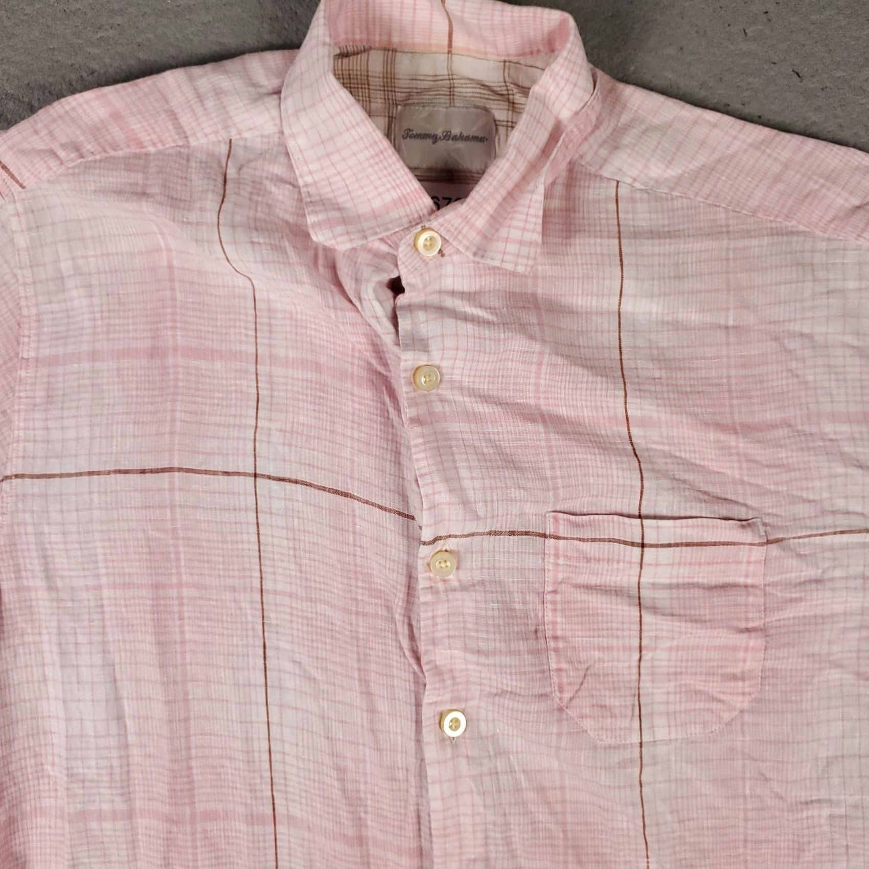 Tommy Bahama Tommy Bahama Shirt Mens Small Pink Plaid Linen Button Up Short Sleeve Size US S / EU 44-46 / 1 - 2 Thumbnail