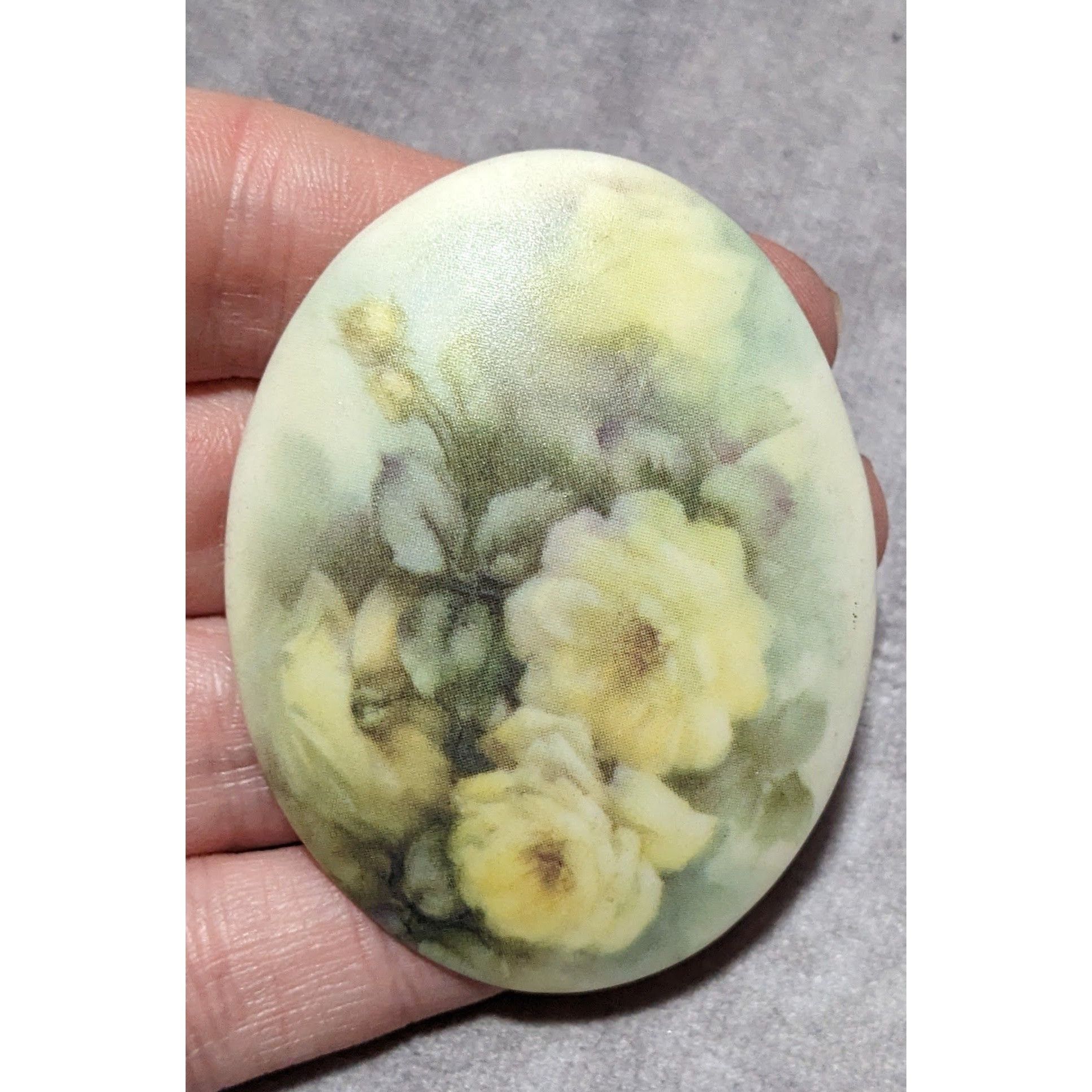 Other Vintage Ceramic Yellow Rose Painted Brooch Size ONE SIZE - 5 Thumbnail