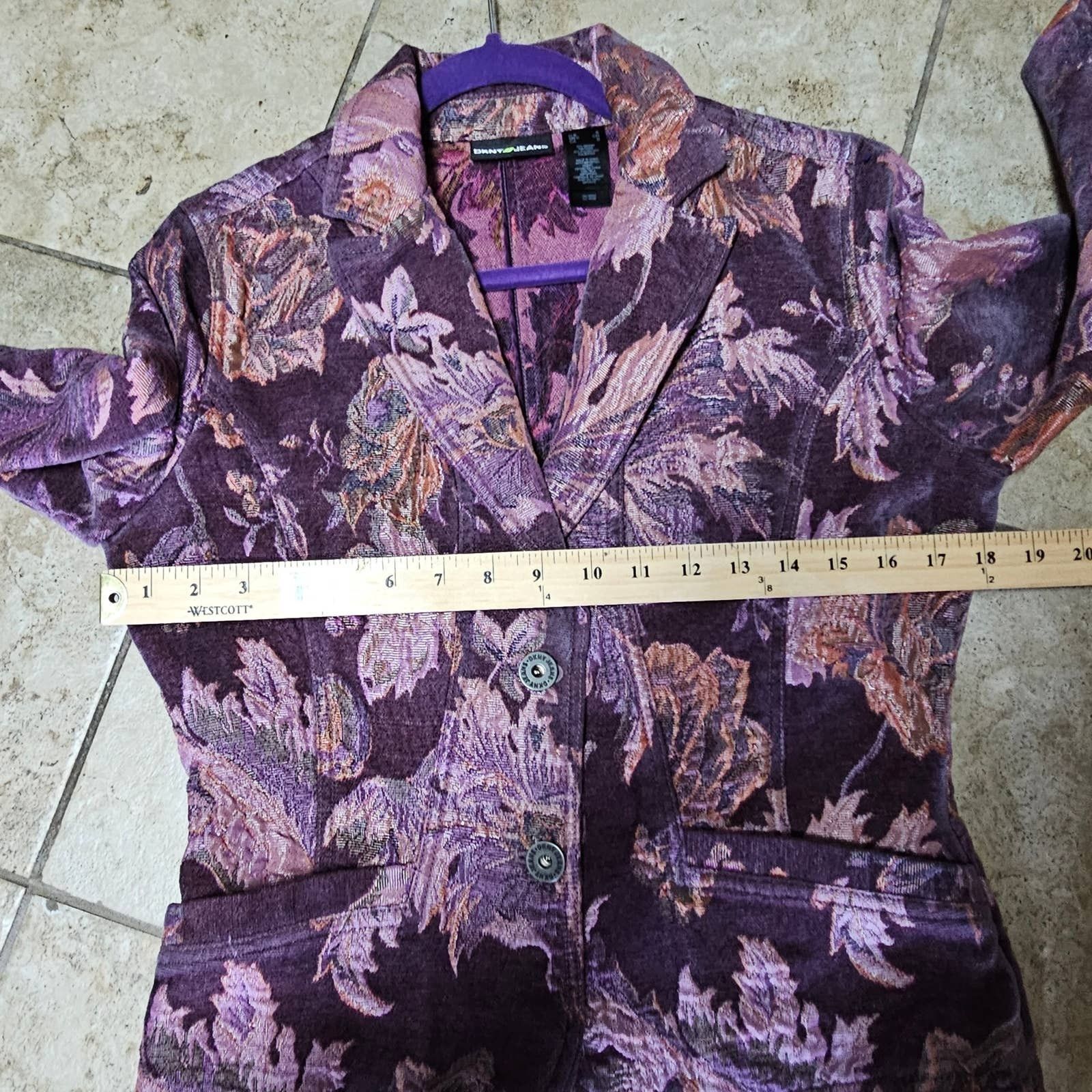DKNY DKNY Womens Purple/Pink Brocade Tapestry Floral Jacket Small Size S / US 4 / IT 40 - 11 Thumbnail